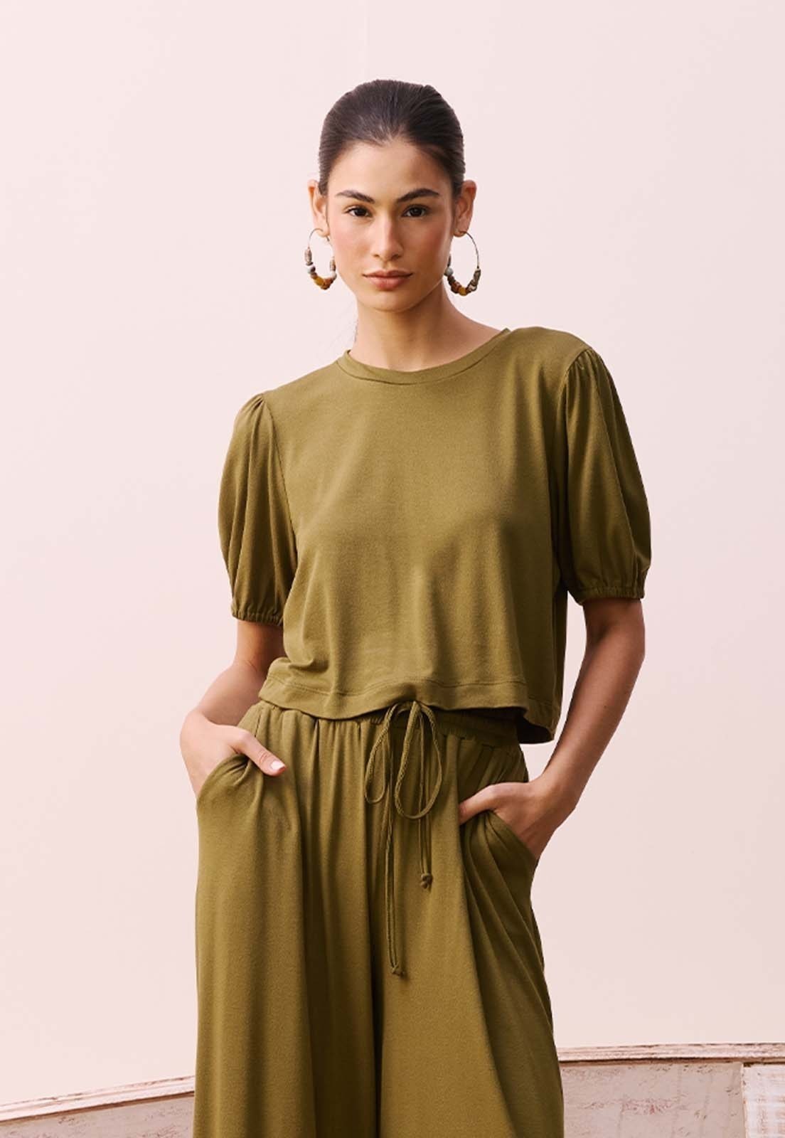 Cropped Alongado CaCay Manguinha Bufante