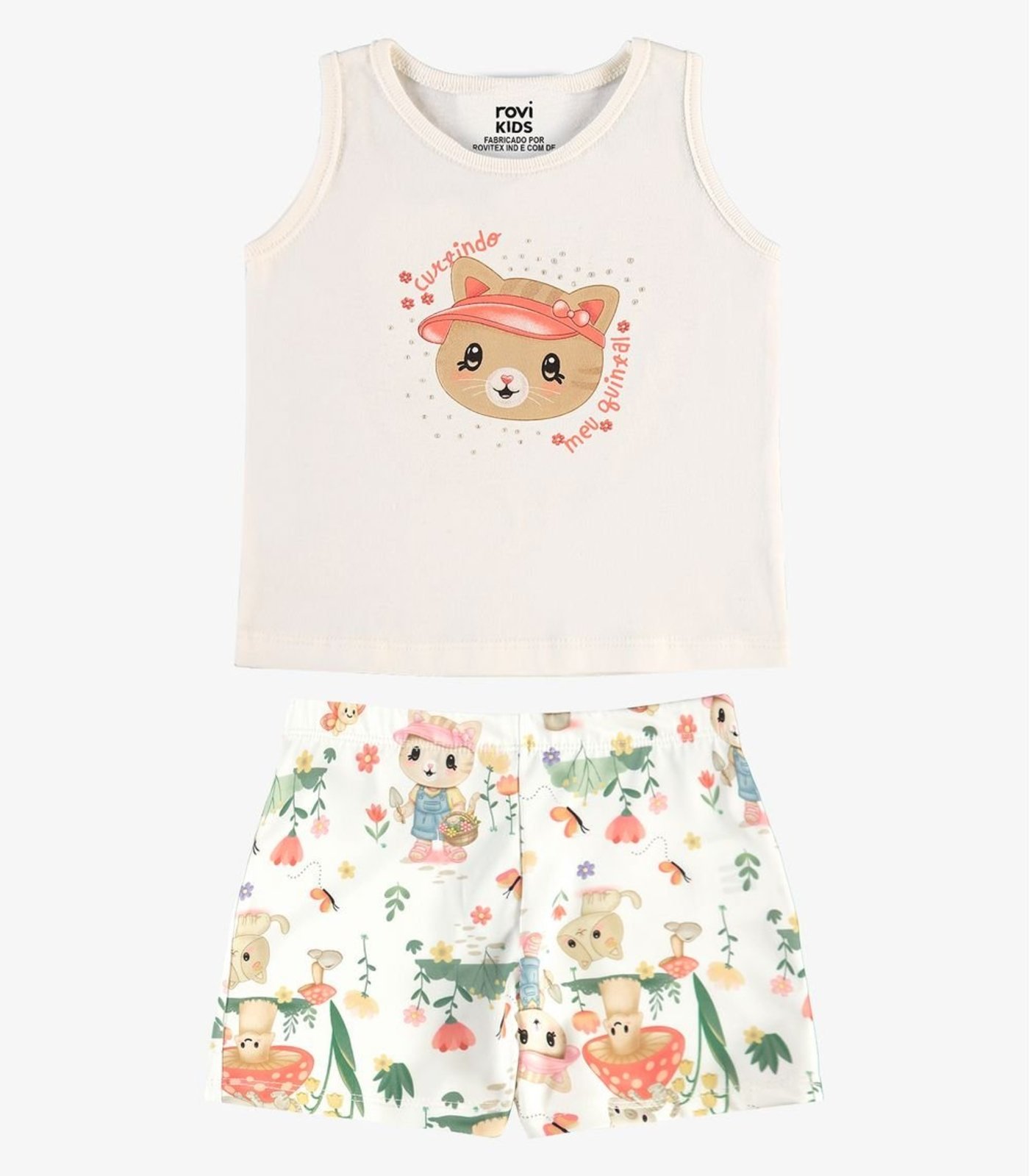 Infantil - Conjunto Feminino Regata Com Shorts Rovi Bege