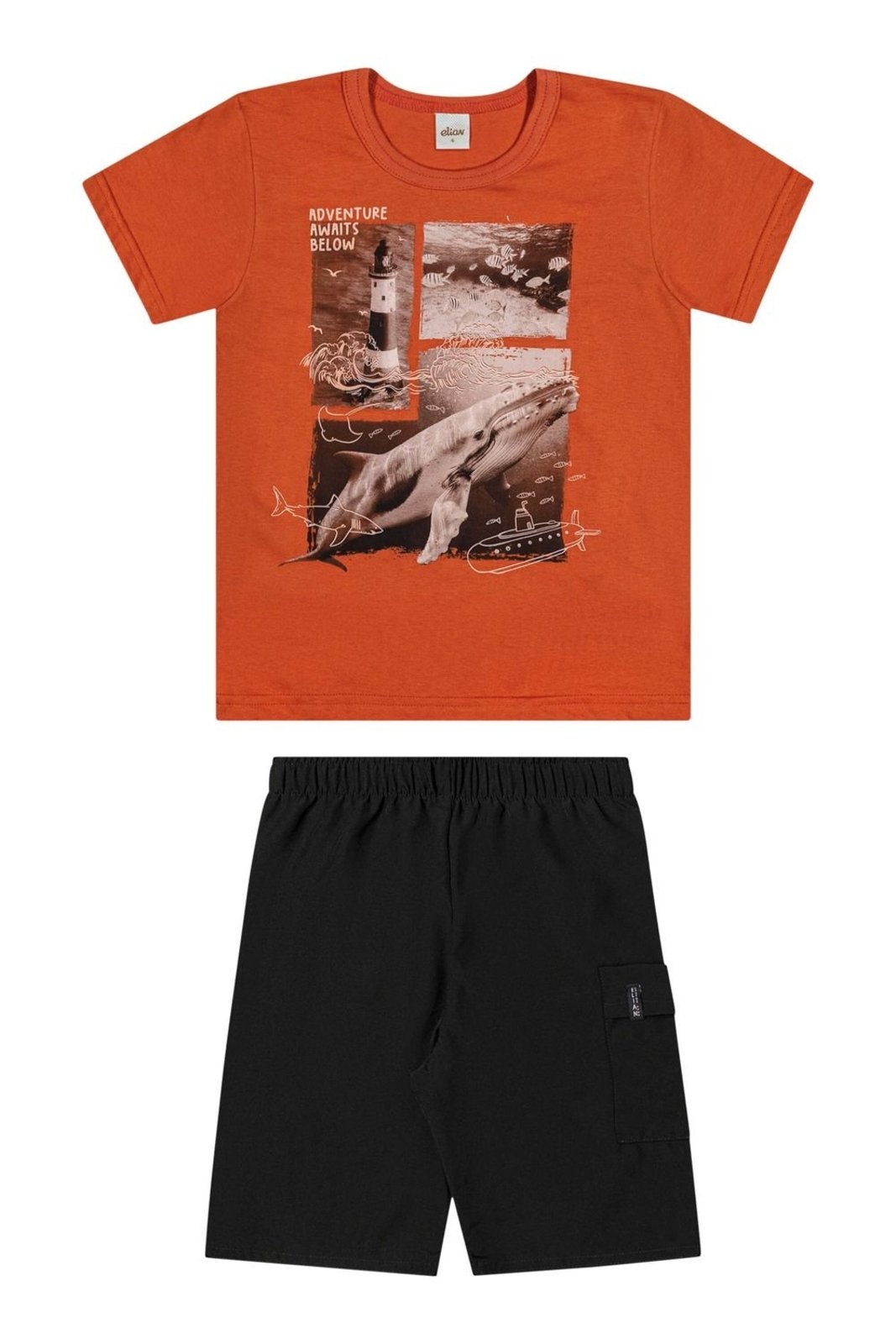 Vista 2 Infantil - Conjunto Curto Menino Marítimo Elian azul Elian azul