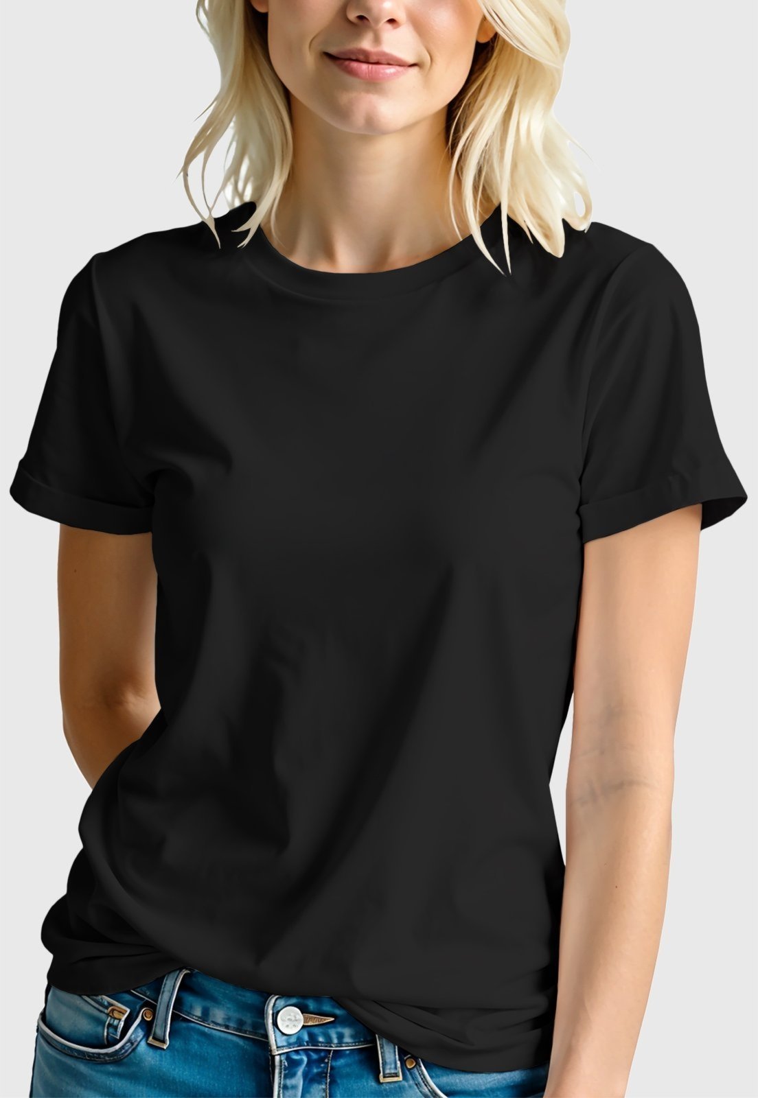 Vista 2 Camiseta Feminina Preta Lisa Algodão Premium Benellys preto Benellys preto