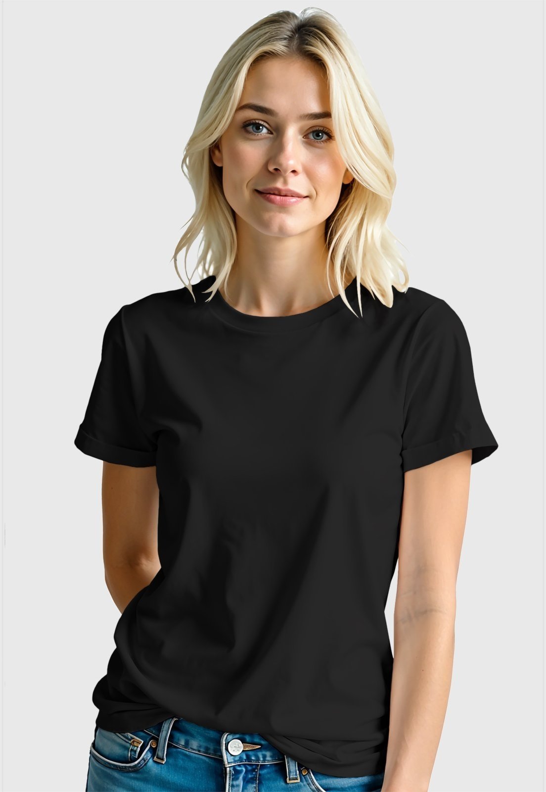 Vista 3 Camiseta Feminina Preta Lisa Algodão Premium Benellys preto Benellys preto