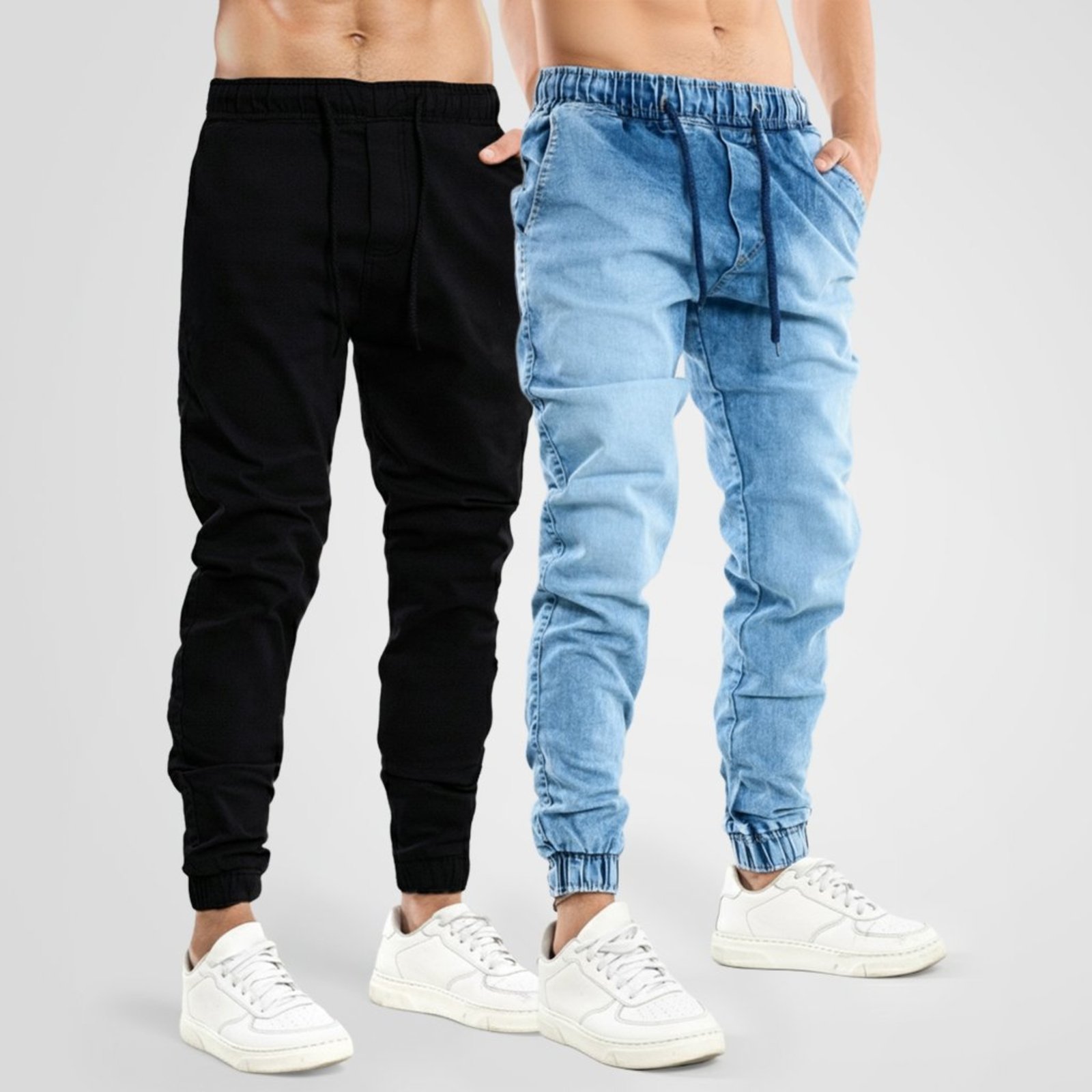 Kit 2 Calça Jogger Masculina Preto e Jeans Variado