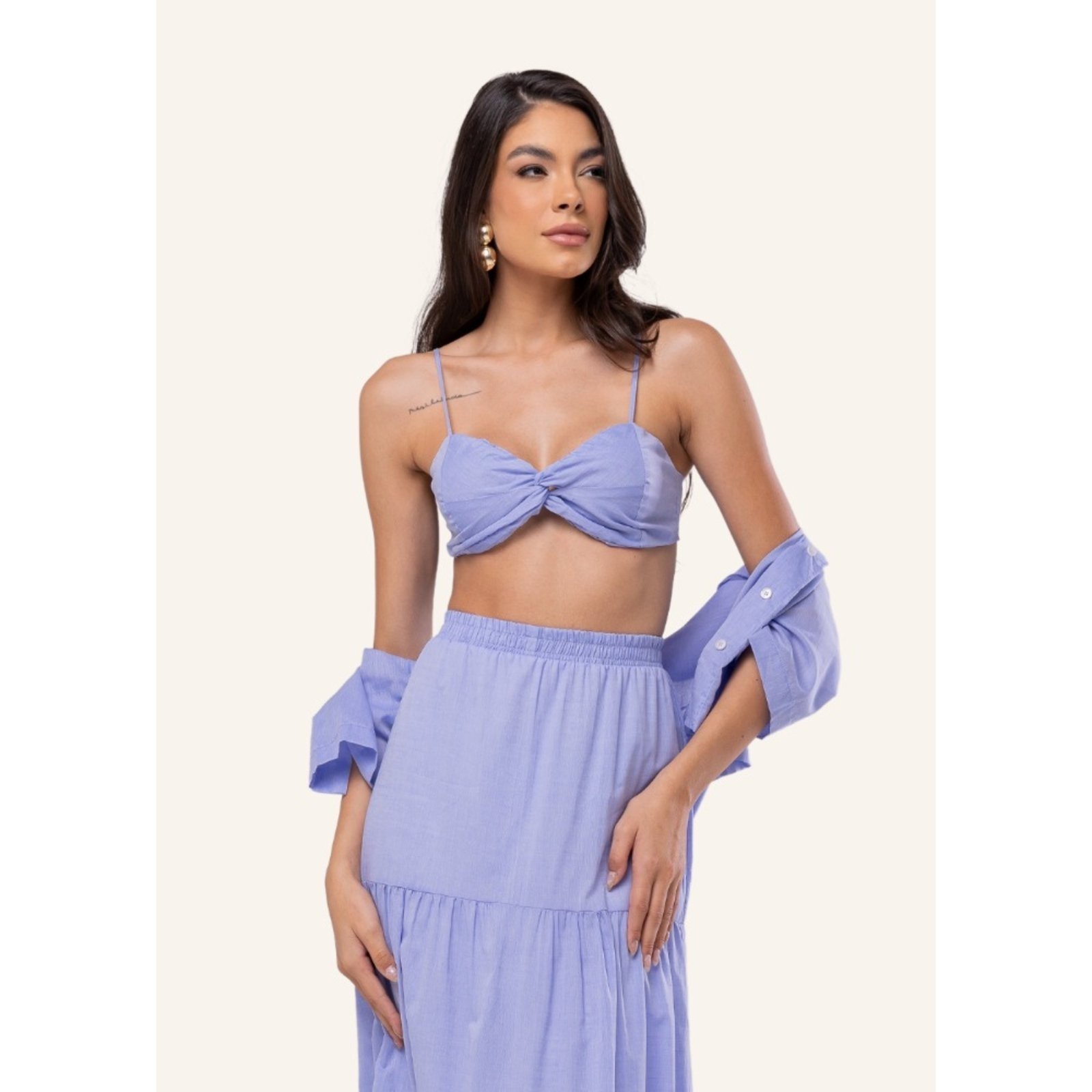 Top Sawary Fashion De Amarrar Maré AZUL