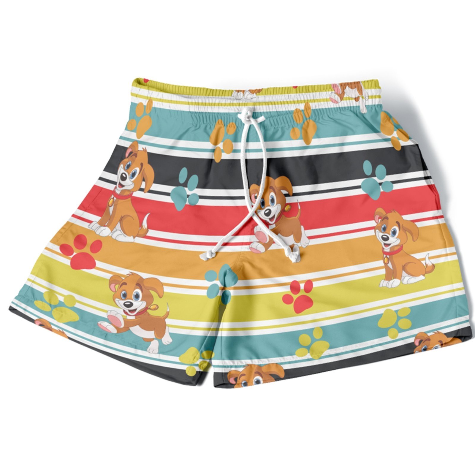 Infantil – Short Menino Menina Conforto Estampado Verão Moda Personagens Cachorrinhos Amarelo e Azul