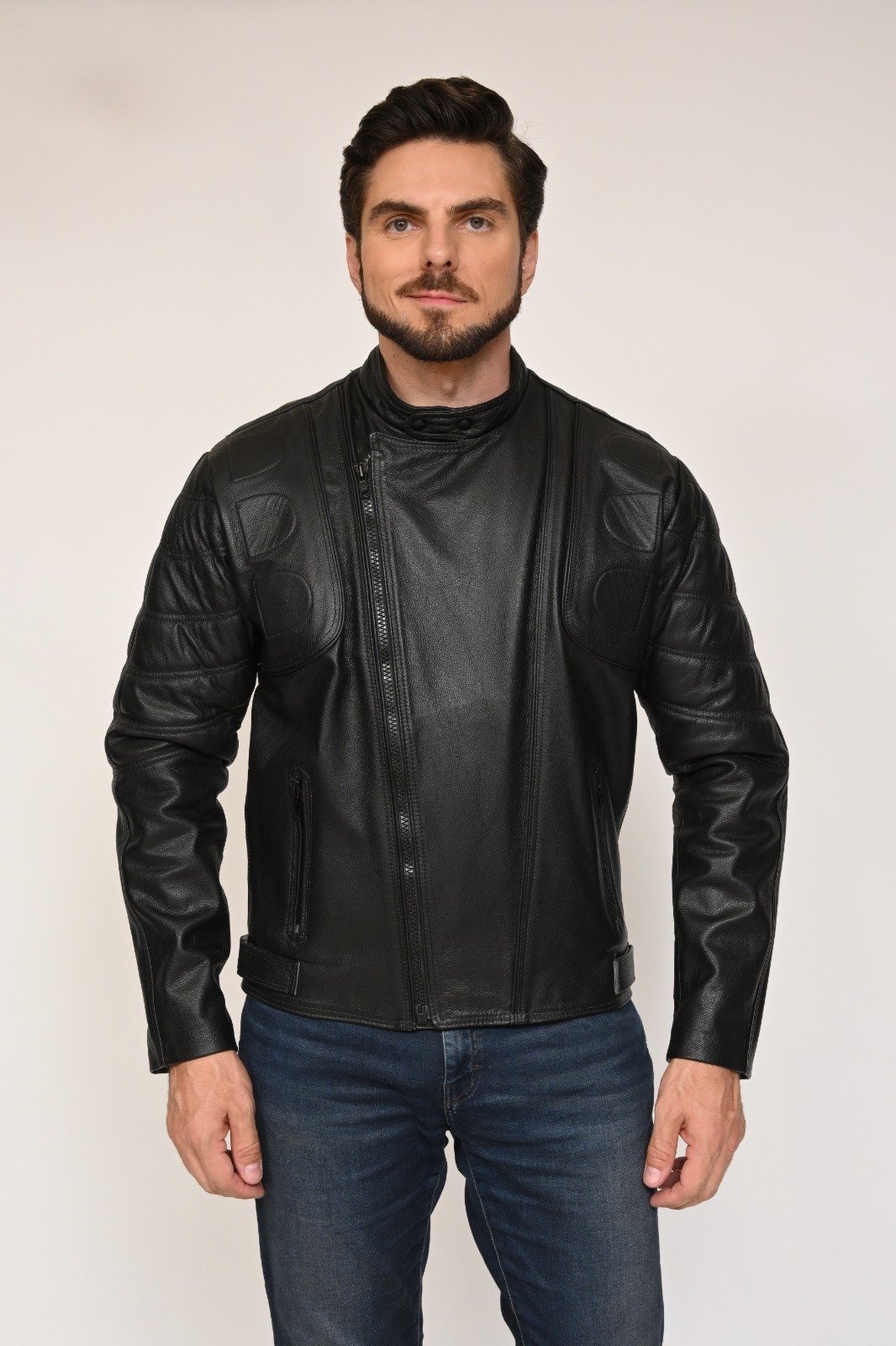 Jaqueta de Couro Motociclista Denver Preto