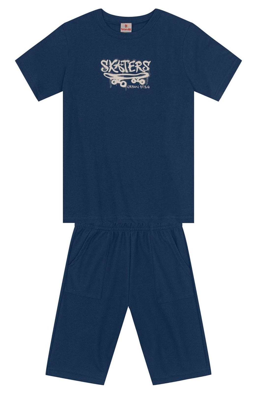 Infantil - Conjunto menino de skate em puff Brandili Azul