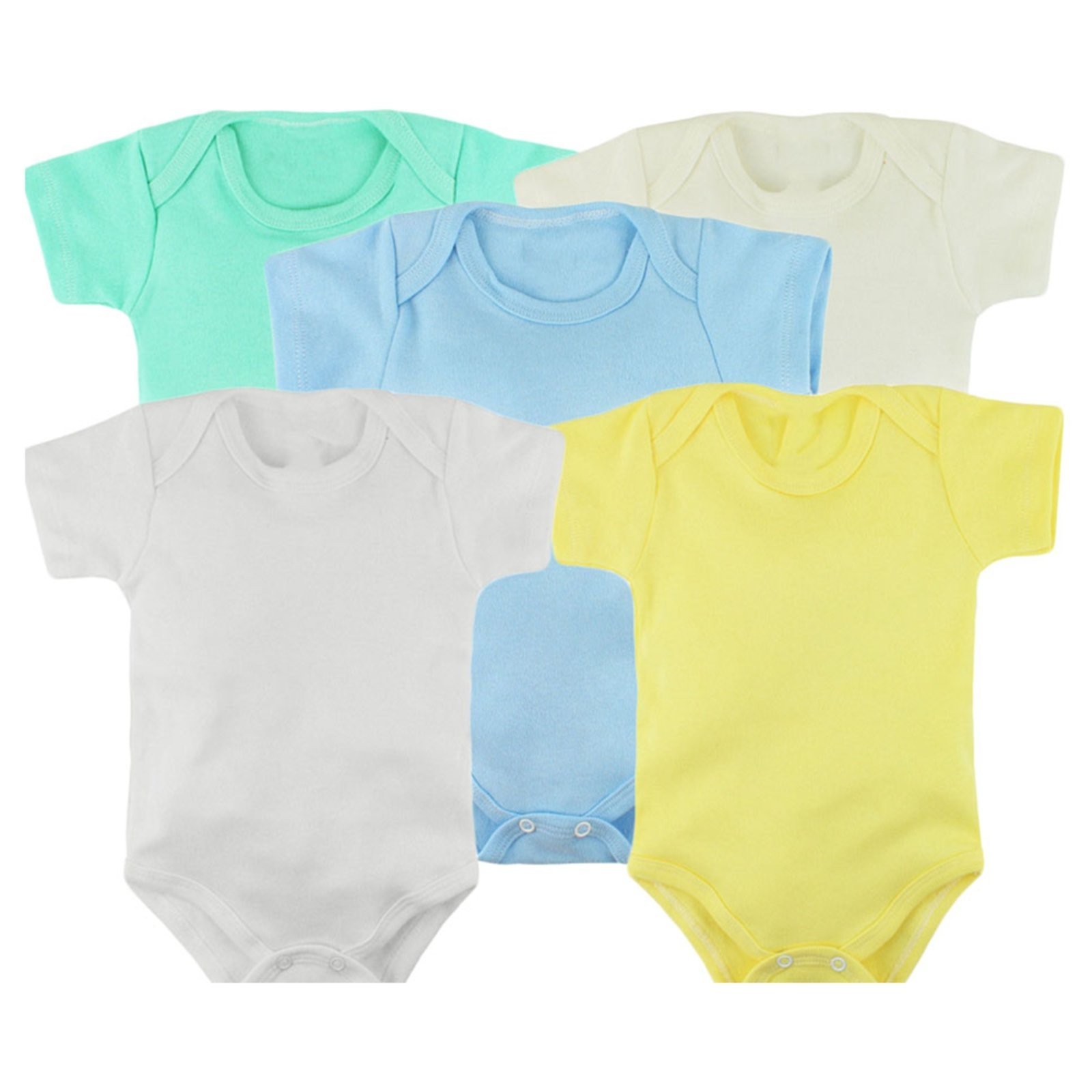 Infantil – Kit 5 Peças Body Manga Curta Liso Azul