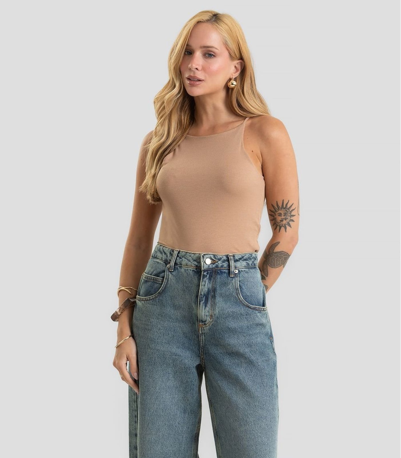 Blusa De Alça Feminina Ribana Dianna Marrom