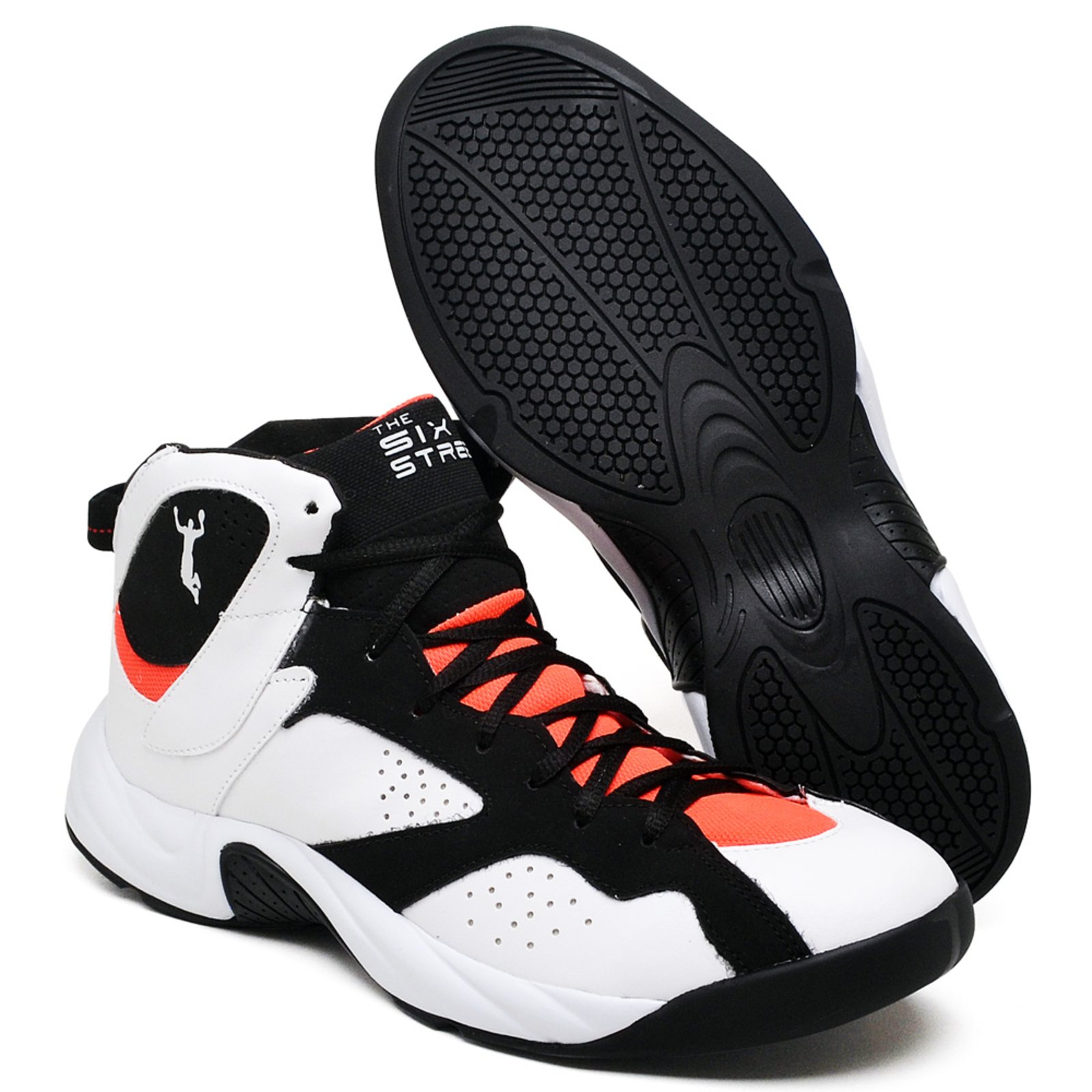 Vista 3 Tênis Basquete Adrenaline Forma Especial ao 48 Laranja branco branco