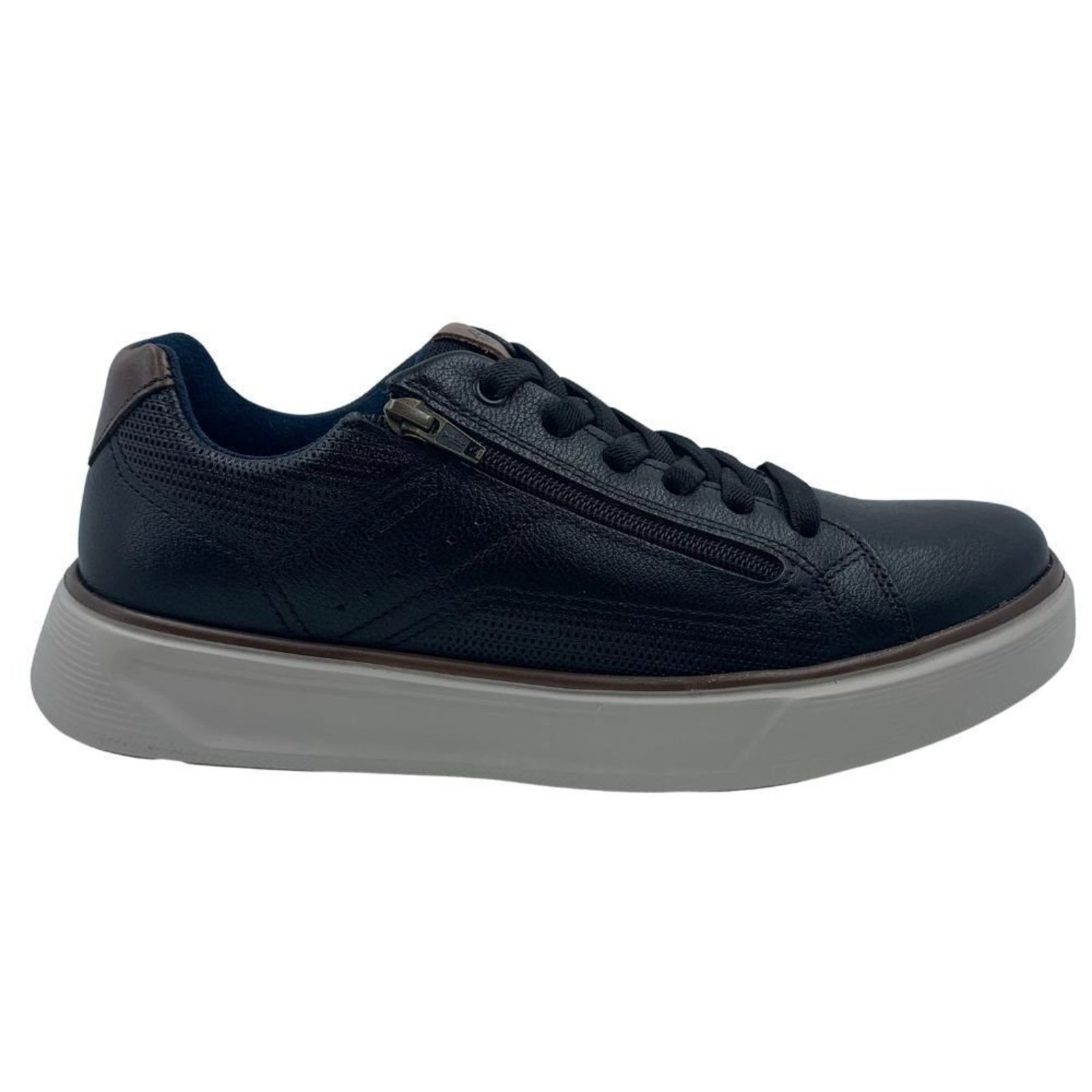 Sapatênis Pegada Levitech Couro Preto 110934 Zíper Elástico - Preto - Pegada