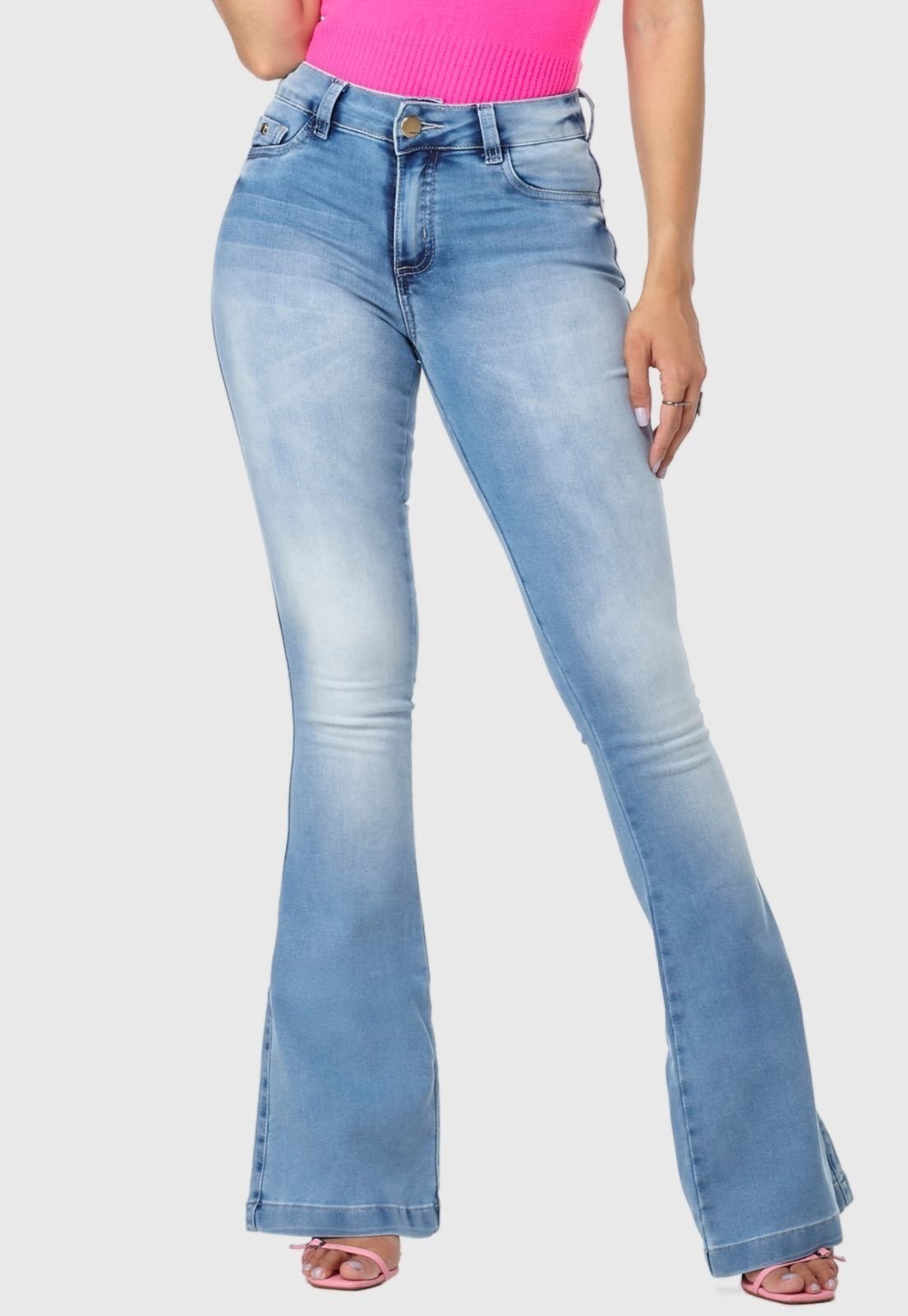 Calça Jeans HNO Jeans Flare Sky Brech Azul