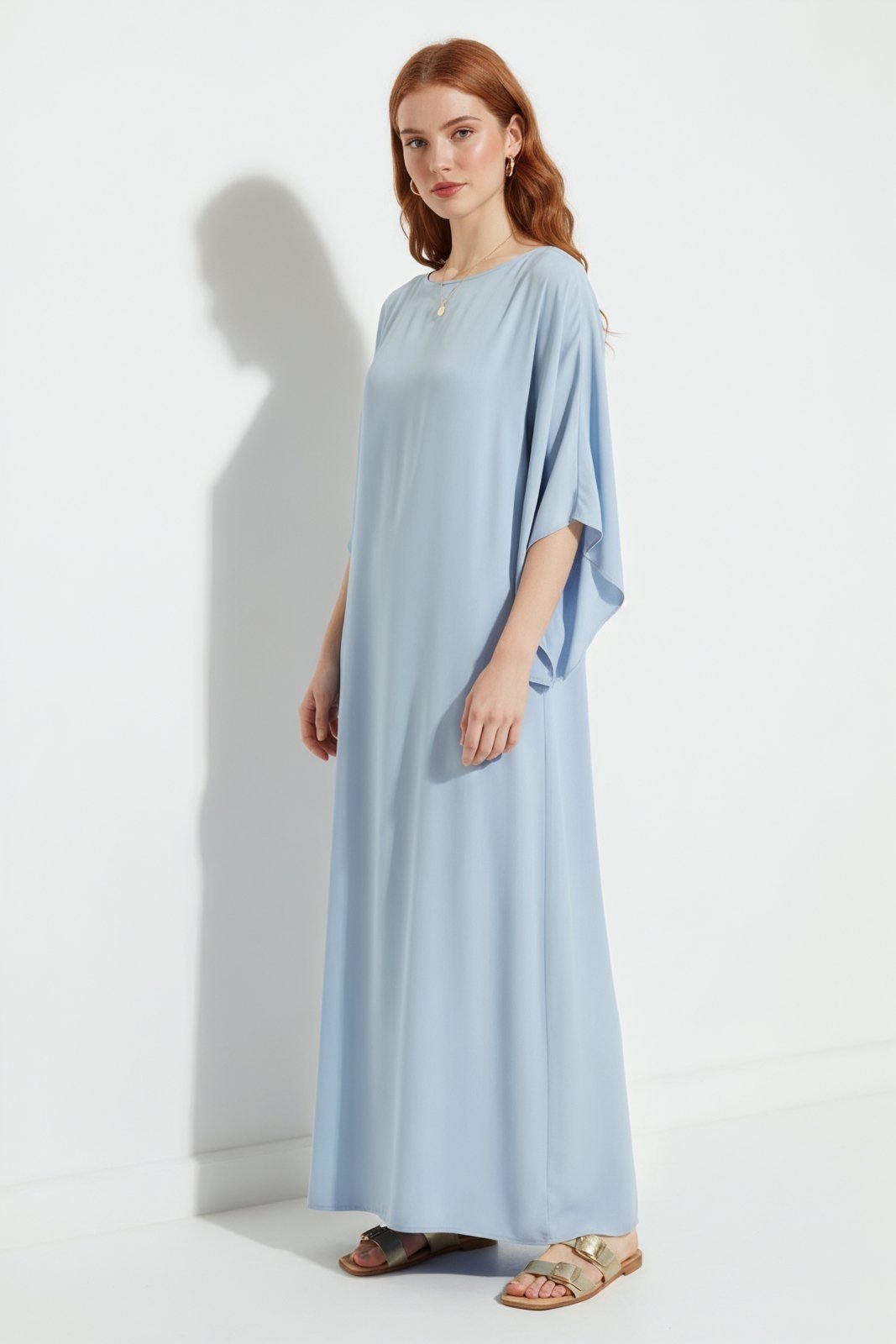 VESTIDO LONGO MANGAS AMPLAS TRAYMON – AZUL CEU – XGG
