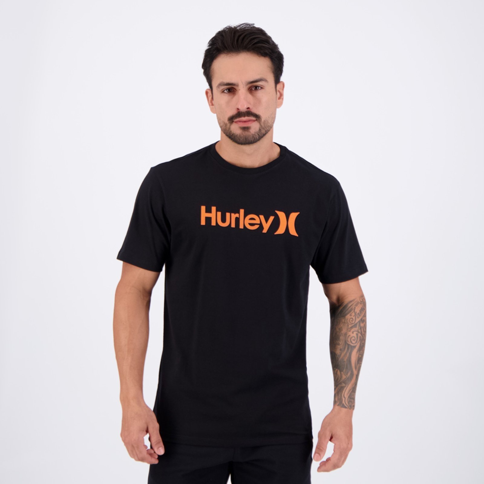 Camiseta Hurley Silk O&O Solid Preta e Laranja
