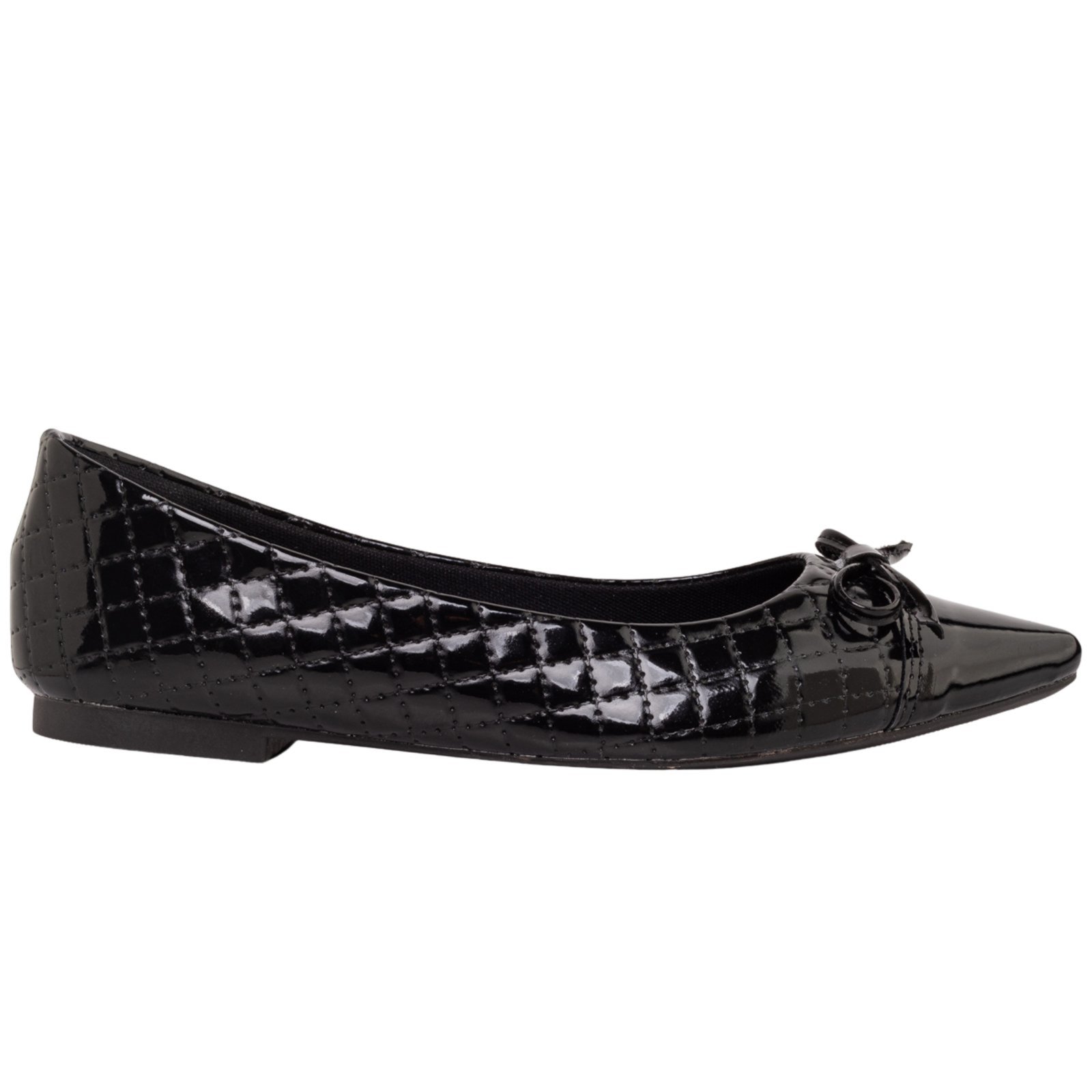 Vista 2 Sapatilha Feminina Bico Fino Metalassê Bordado Confortavel Via Angel 16.07 preto preto