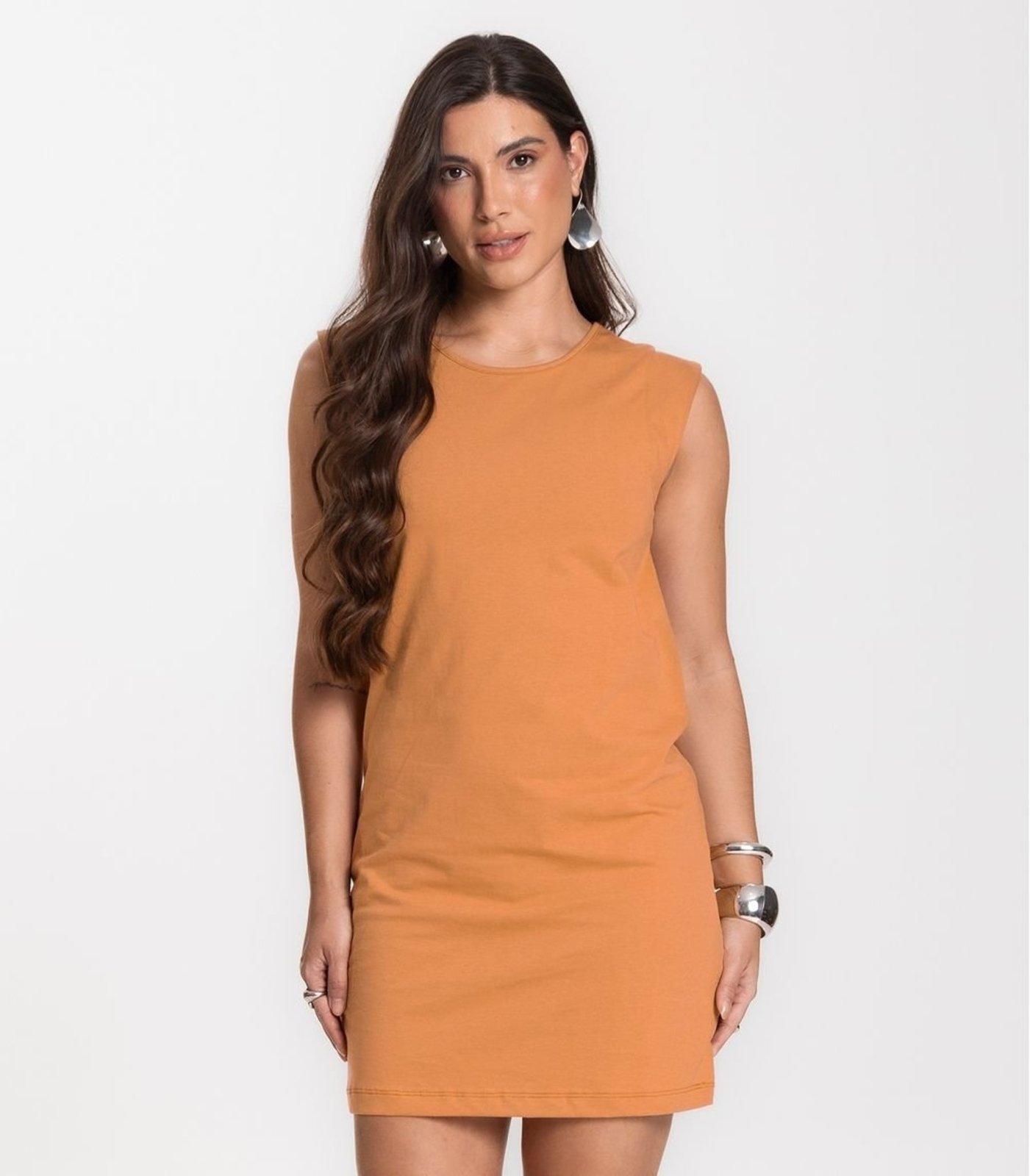 Vista 2 Vestido Liso Feminino Select laranja Select laranja