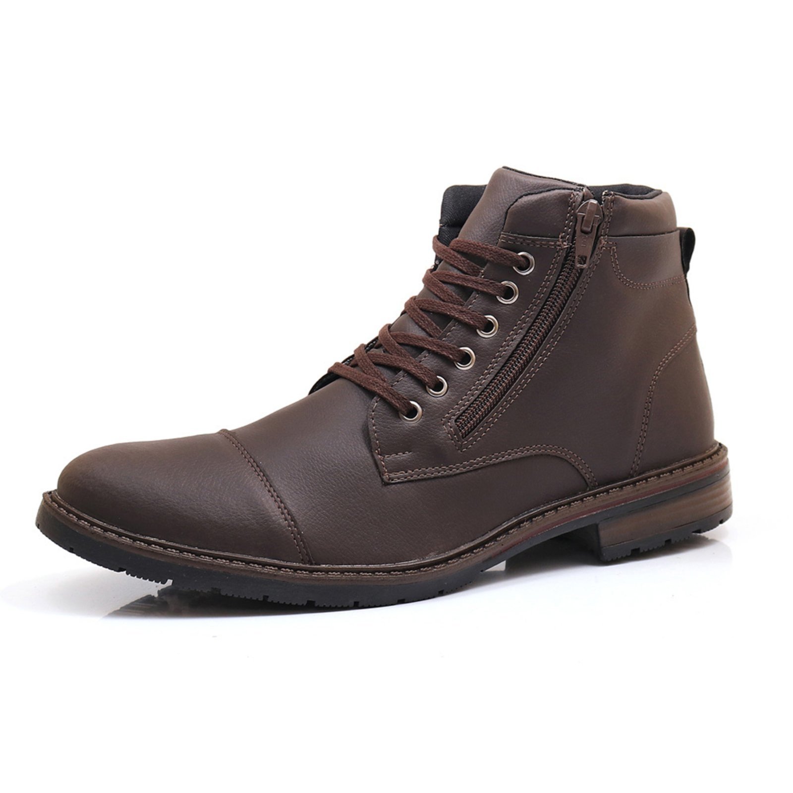 Bota Masculina Casual Confortavel Bredeni Coturno Com Ziper Lateral Marrom