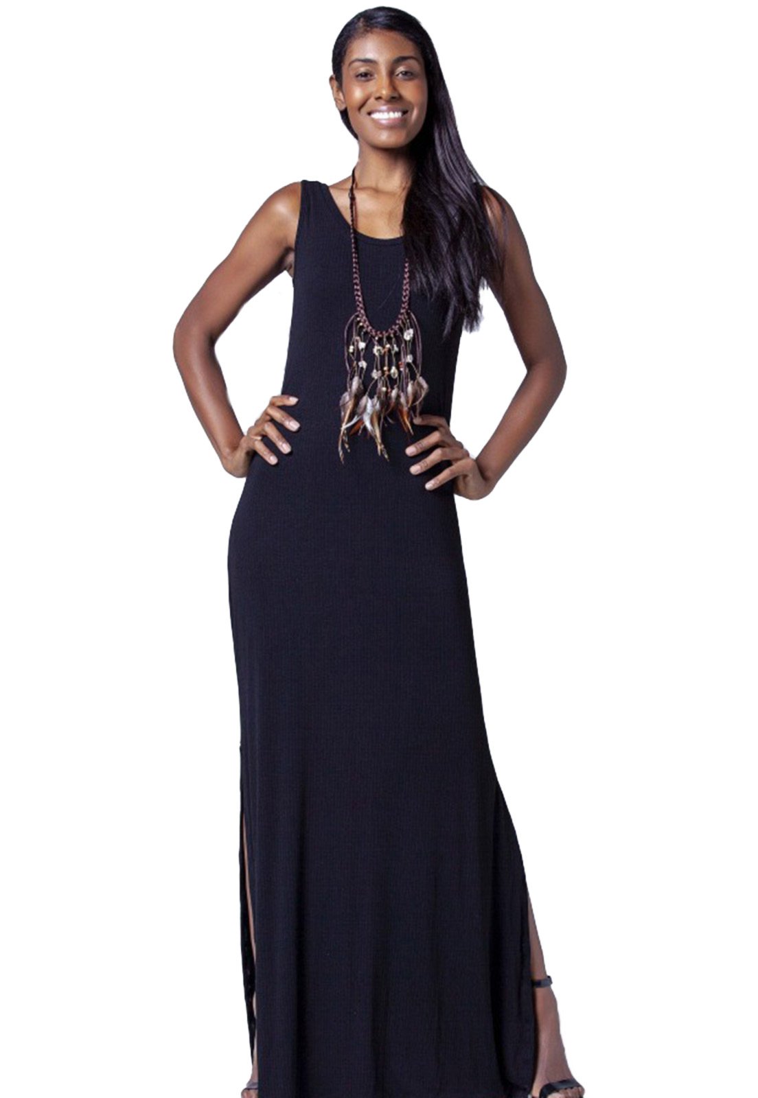 Vestido Longo Malha Amazonia Vital Classic Preto