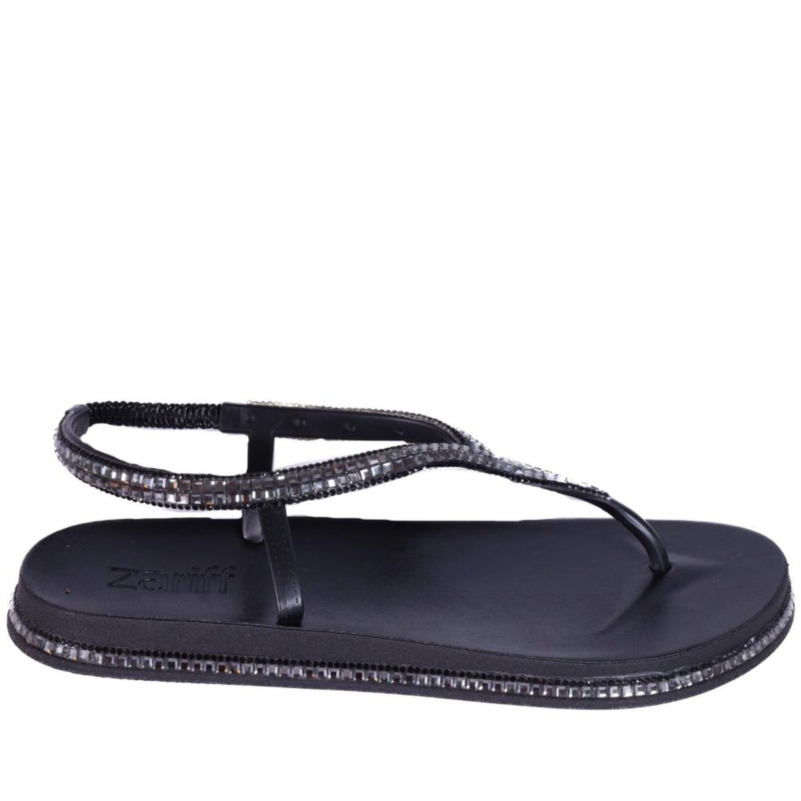Sandália Rasteira Feminina Zariff Pr152 Preto Incolor