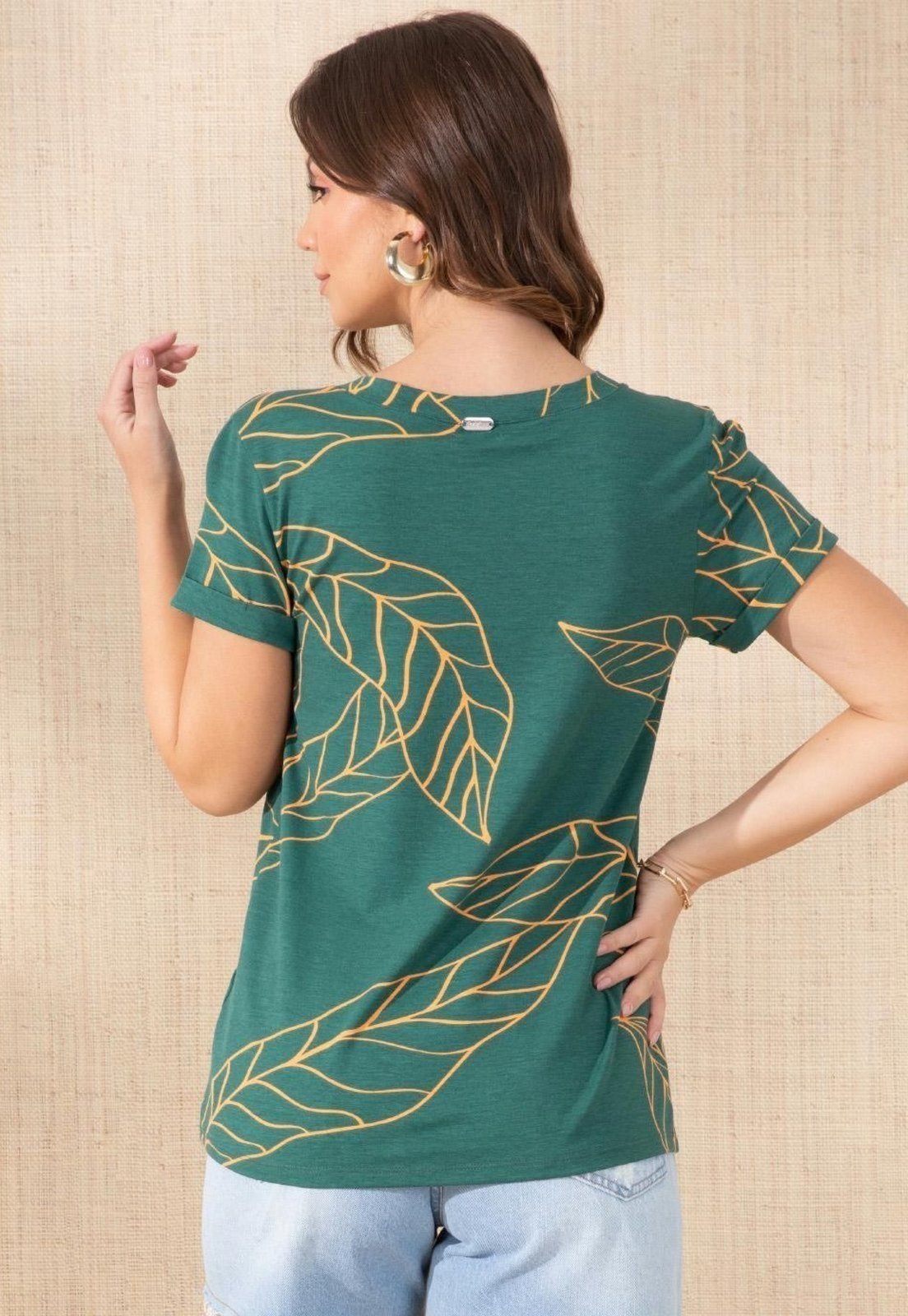 Vista 3 Blusa Com Decote V E Bolso verde verde