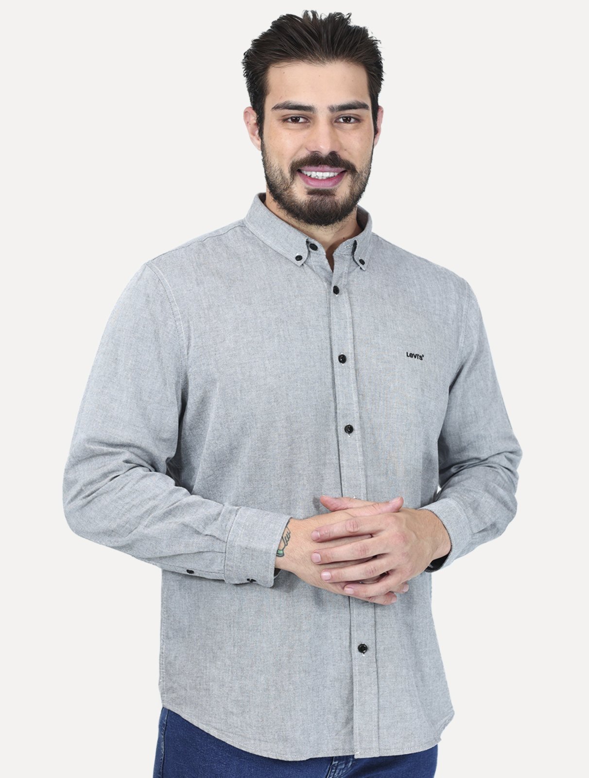 Camisa Levis Masculina Relaxed Authentic Button Down Cinza