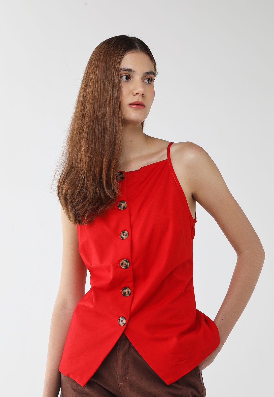 Vista 2 Blusa Feminina Colcci Barra Assimétrica Vermelha vermelho Colcci vermelho