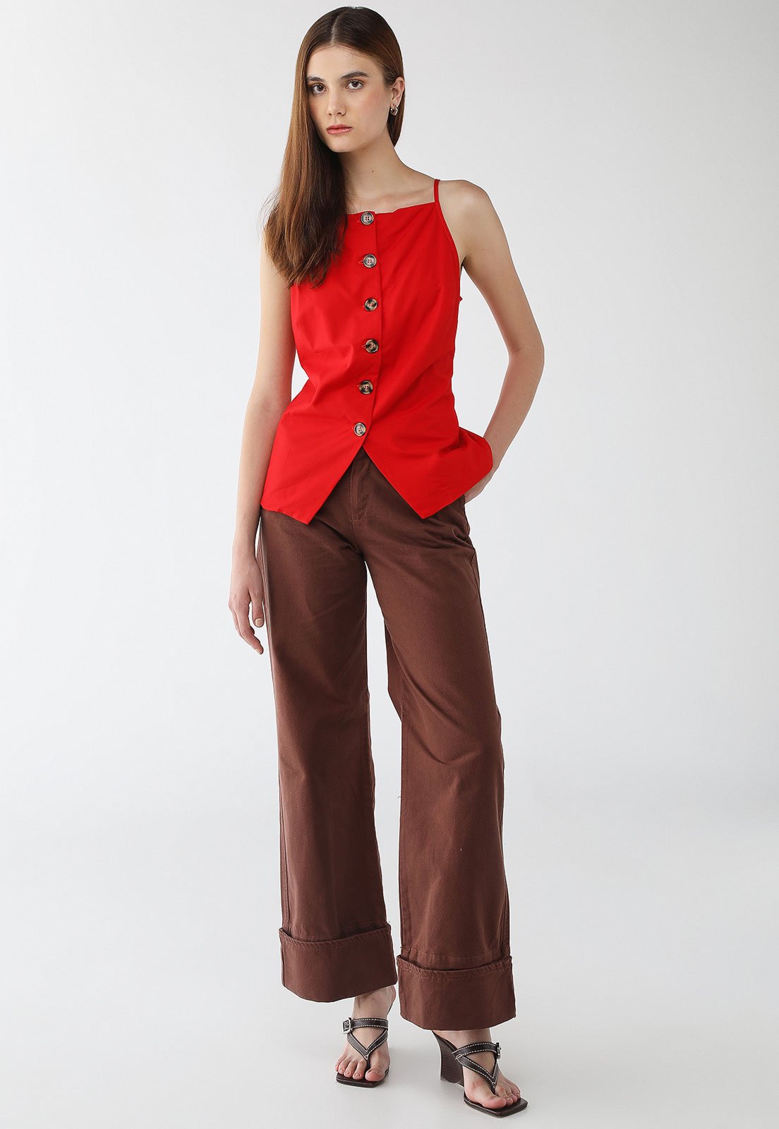 Vista 3 Blusa Feminina Colcci Barra Assimétrica Vermelha vermelho Colcci vermelho