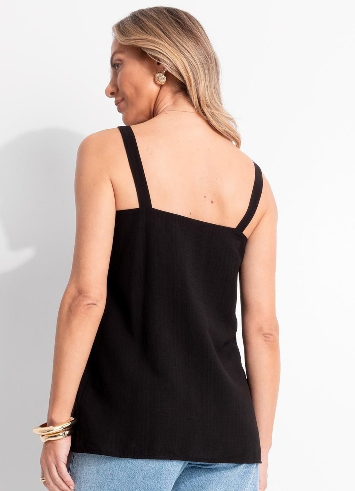 Vista 3 Blusa Em Viscose Slub Prime Preta Quintess preto Quintess preto
