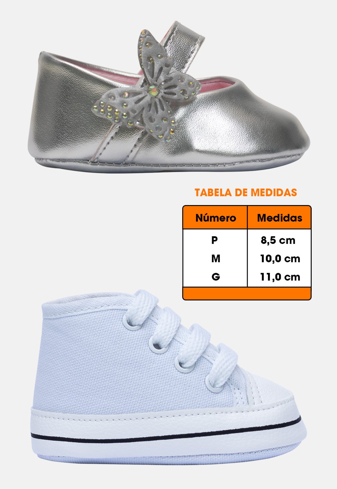Vista 3 Infantil - Kit Tenis e Sapatilha Pópidi Menina e branco/prata Pópidí branco/prata