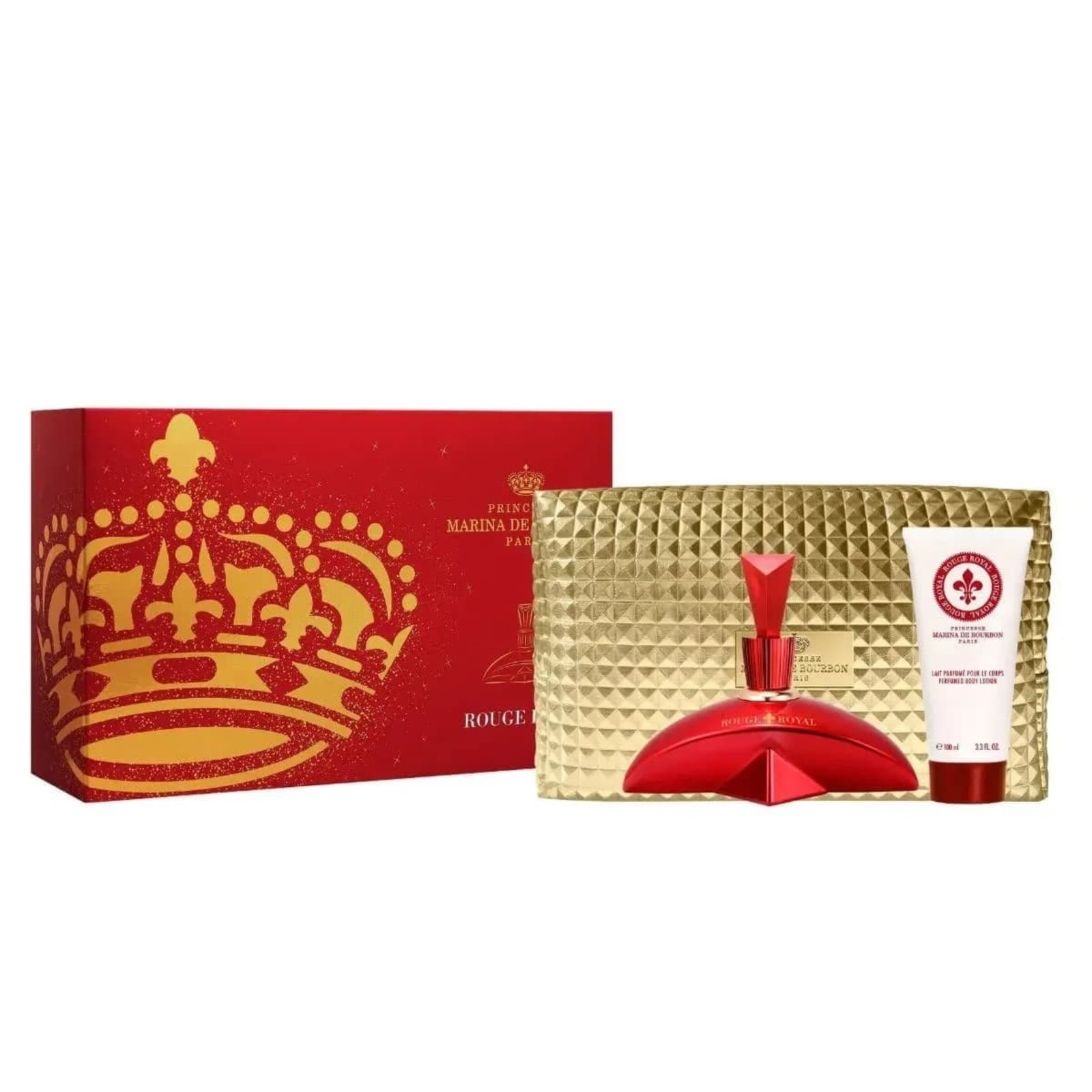 Kit Perfume Rouge Royal Eau De Parfum Feminino Marina de Bourbon 100ml + Loção Corporal + Necessaire