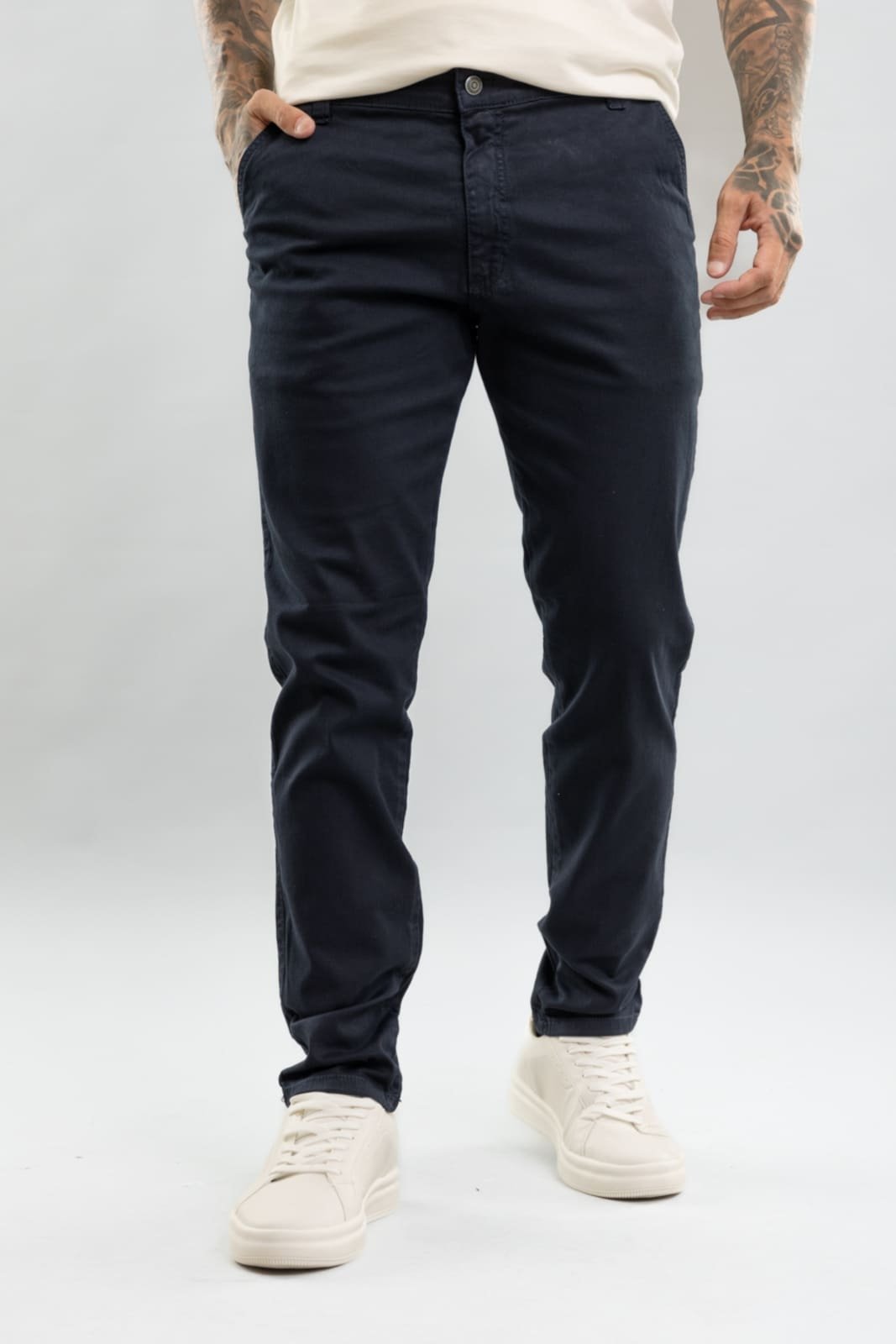 Vista 2 Calça Sarja Skinny Masculina Color Sport Fino Bolso-Faca Dialogo bege bege