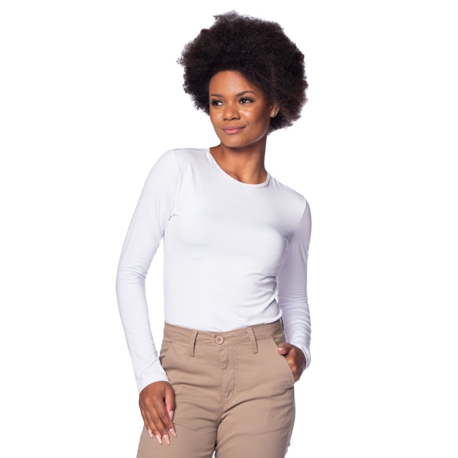 Blusa Térmica Feminina Estilo do Corpo Branco