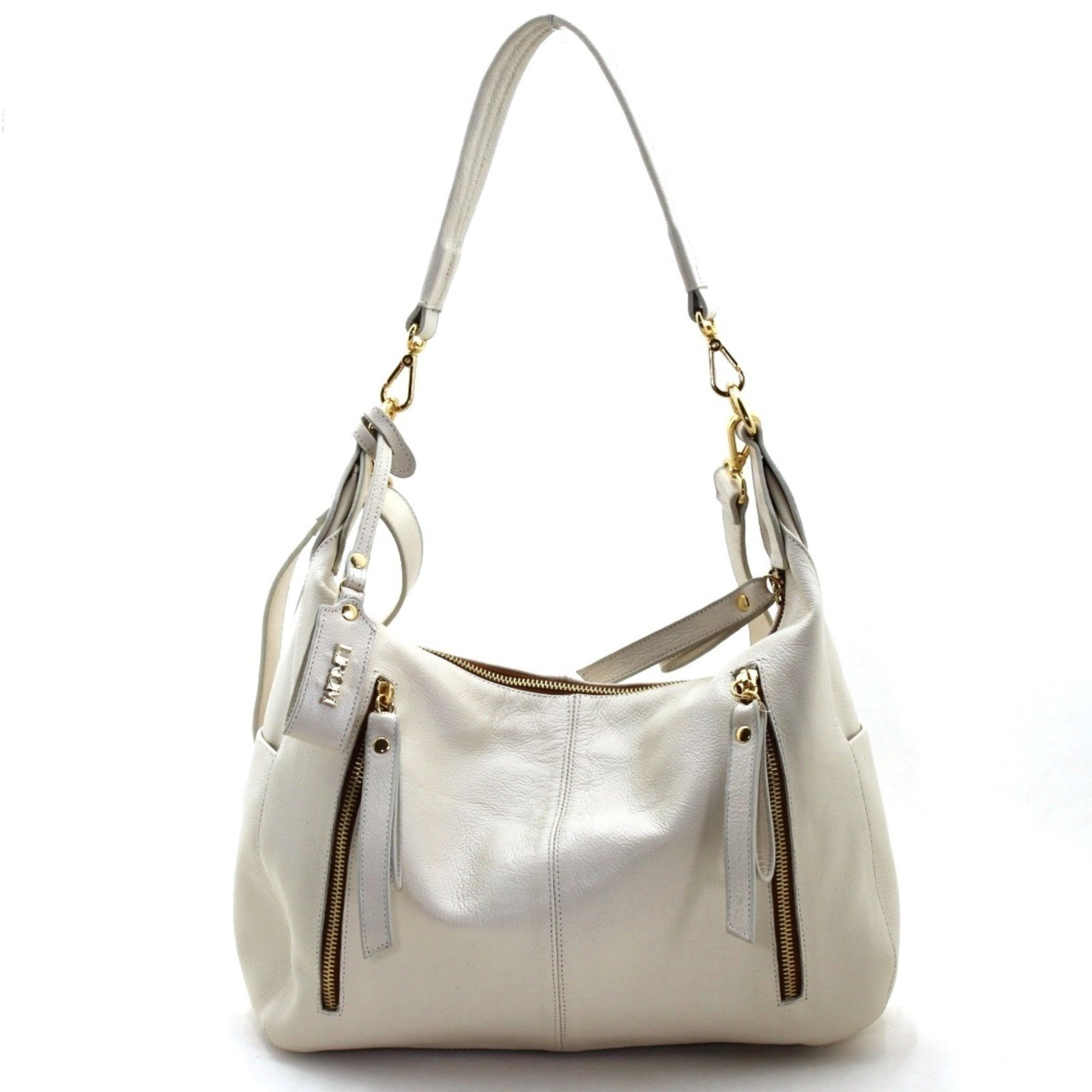 Bolsas Femininas Grife Lirom Couro Macio Detalhe Zíper Creme