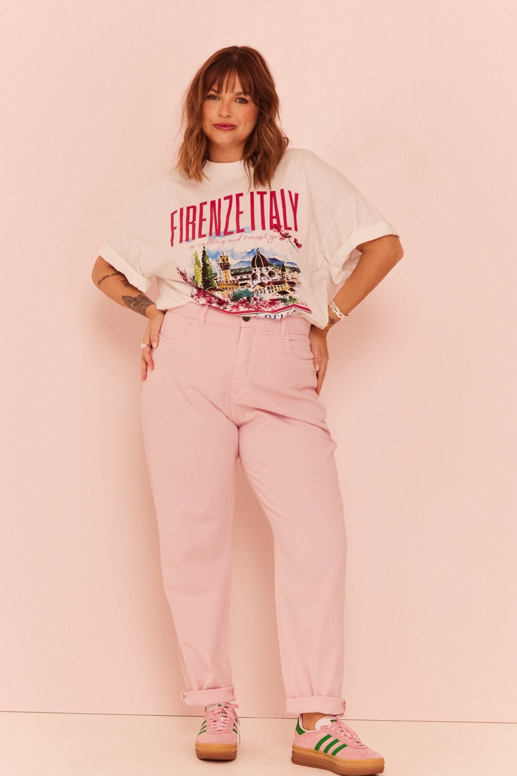 Calça In Love Mom Jeans Gisela Rosa Claro