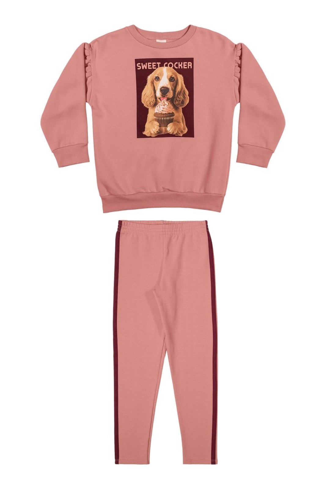 Infantil - Conjunto Menina Moletom Alongado Elian Rosa