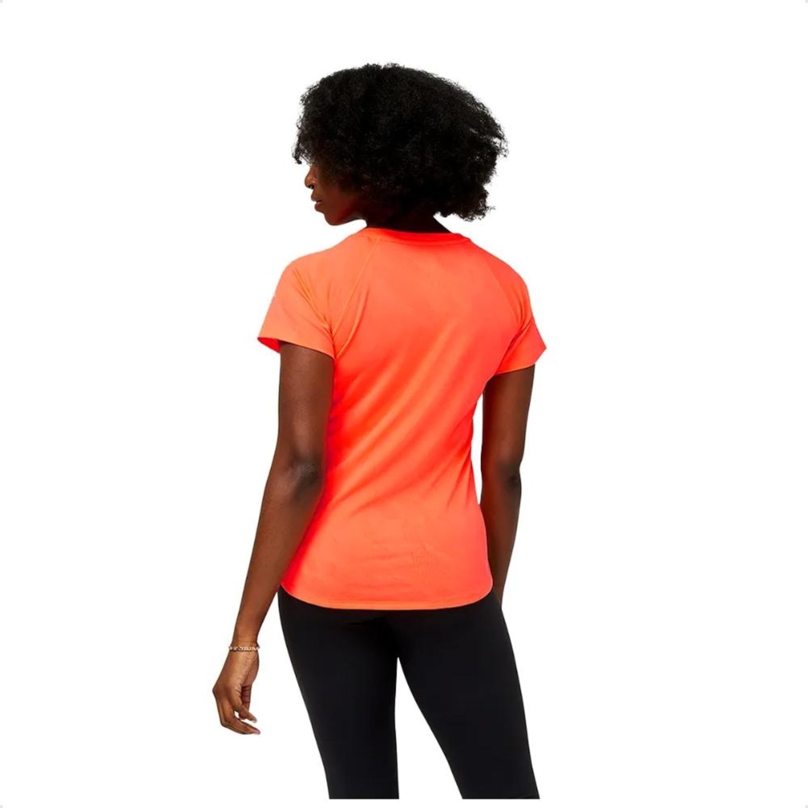 Vista 3 Camiseta New Balance Q Speed Jacquard Feminina laranja New Balance laranja