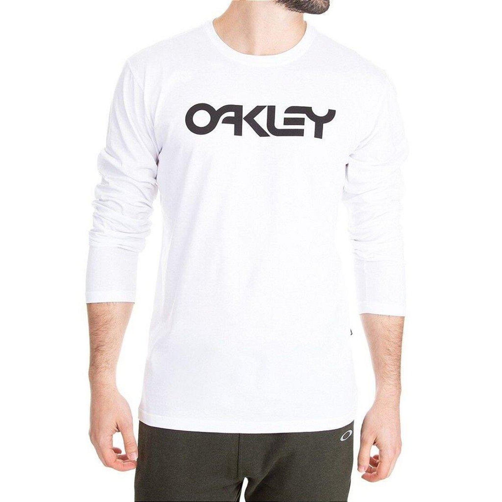 Camiseta Oakley Mark II Manga Longa Masculina Branco