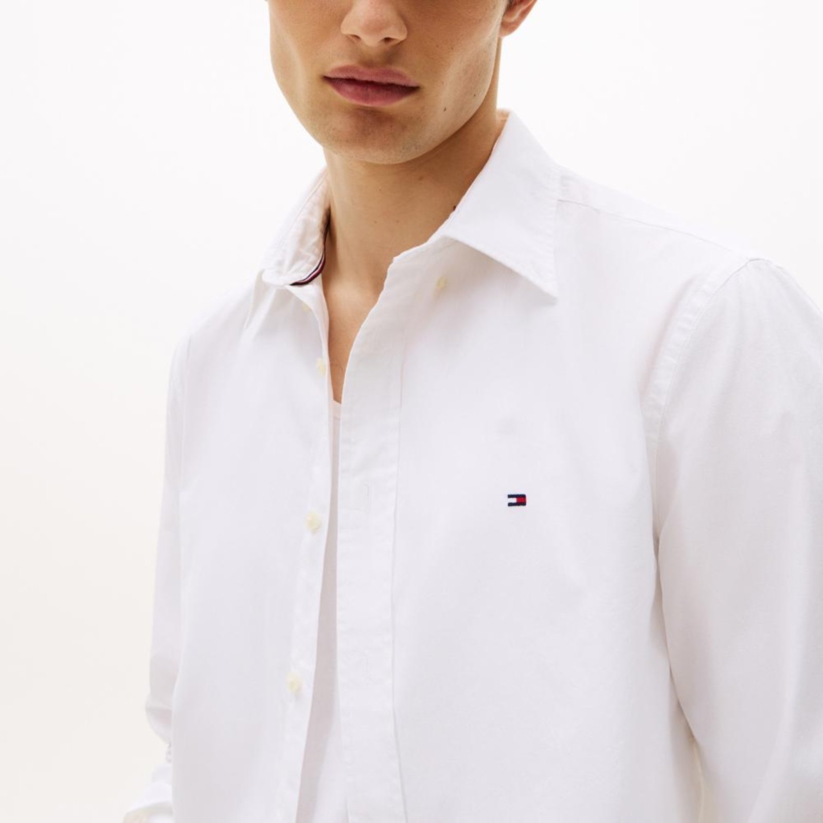 Vista 3 Camisa Th Flex Popeline Regular Fit - EEG Tommy Hilfiger branco Tommy Hilfiger branco