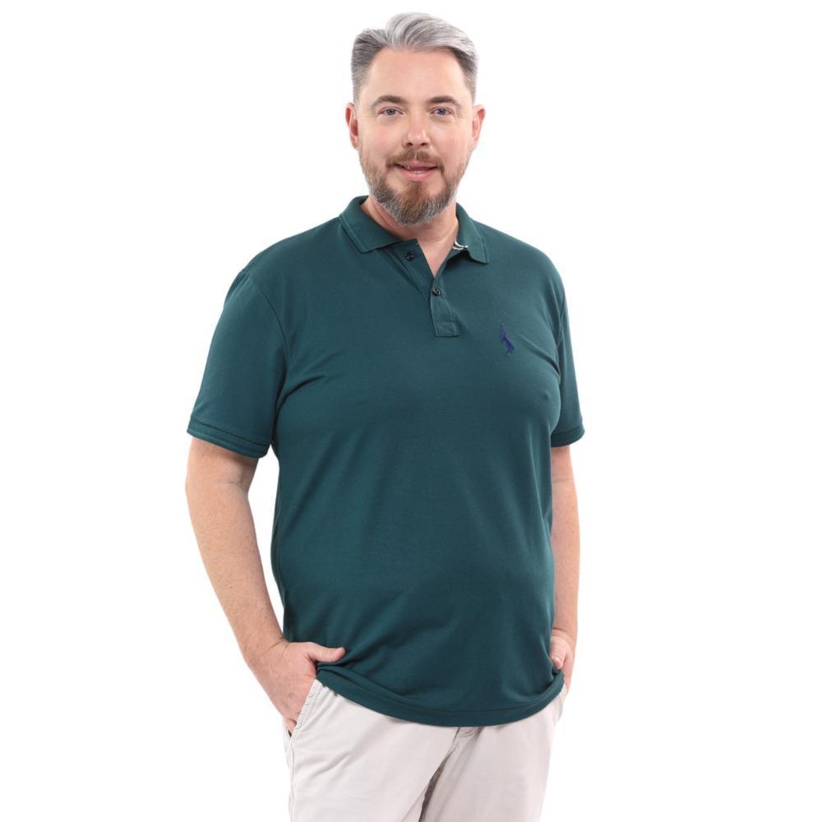 Camisa Polo Plus Masculina Piquet Algodão Casual