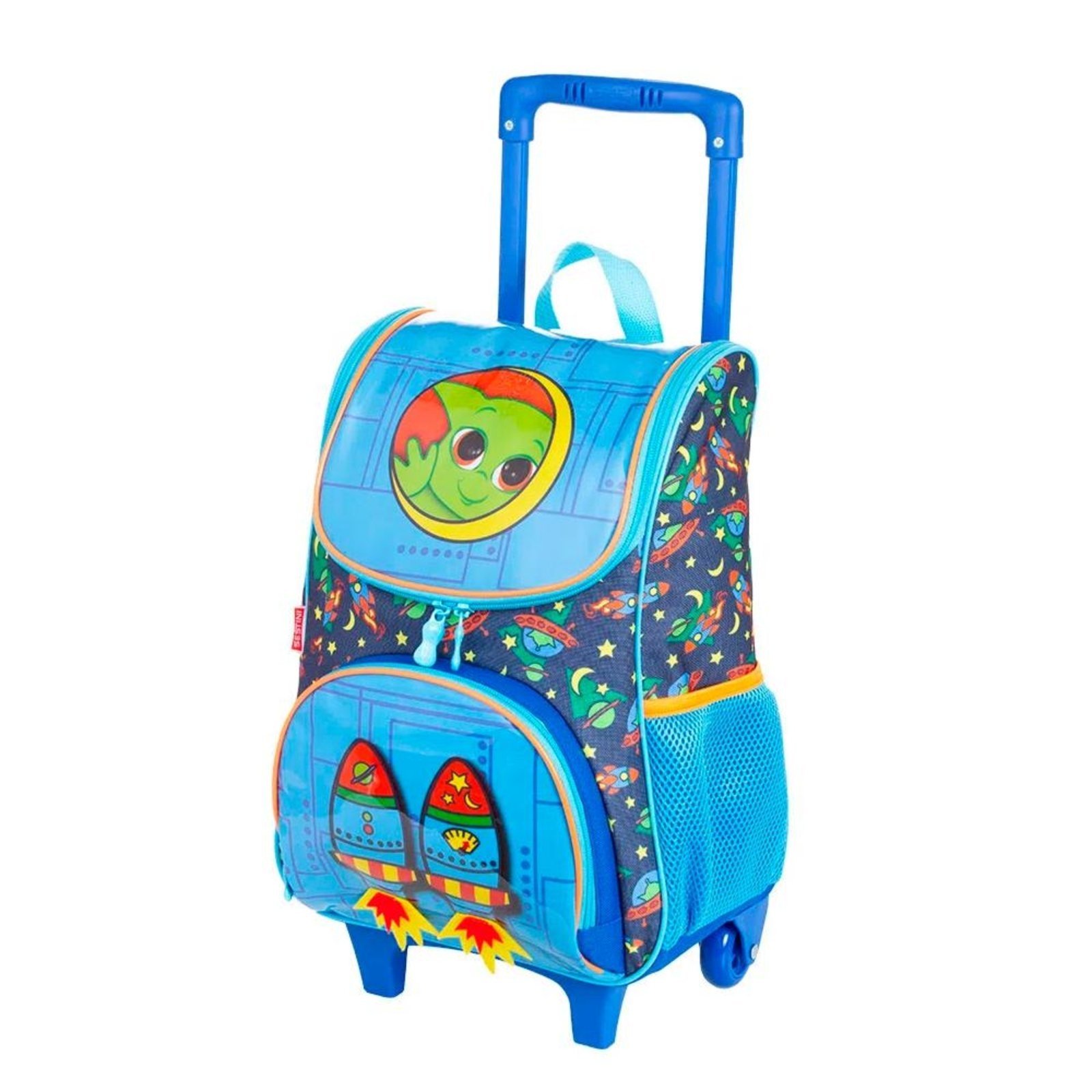 Vista 3 Infantil - Mochila Sestini Com Rodinhas Média Y Alien 16 Litros Azul incolor azul Sestini incolor azul