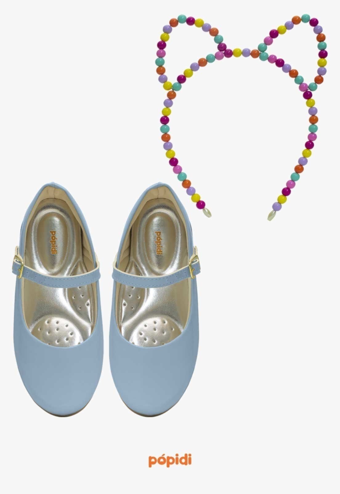 Infantil – Kit Sapatilha Azul Pópidi Com Tiara Gatinho