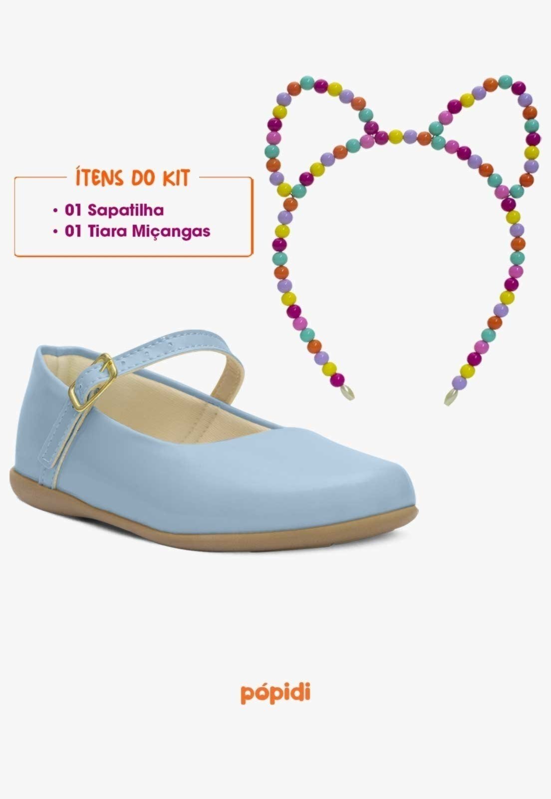Vista 3 Infantil - Kit Sapatilha Pópidi Com Tiara Gatinho azul Pópidí azul