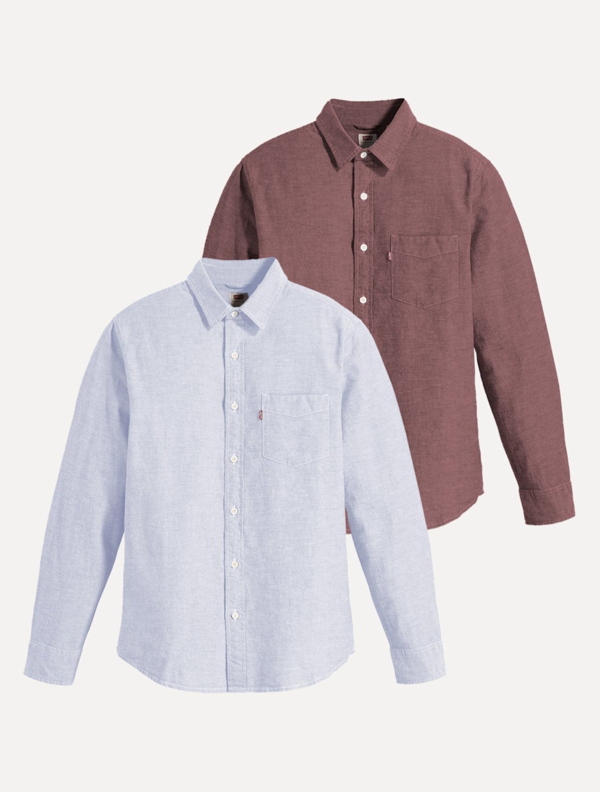 Kit Camisas Levis Masculina Standard One Pocket Bordô/Azul Claro