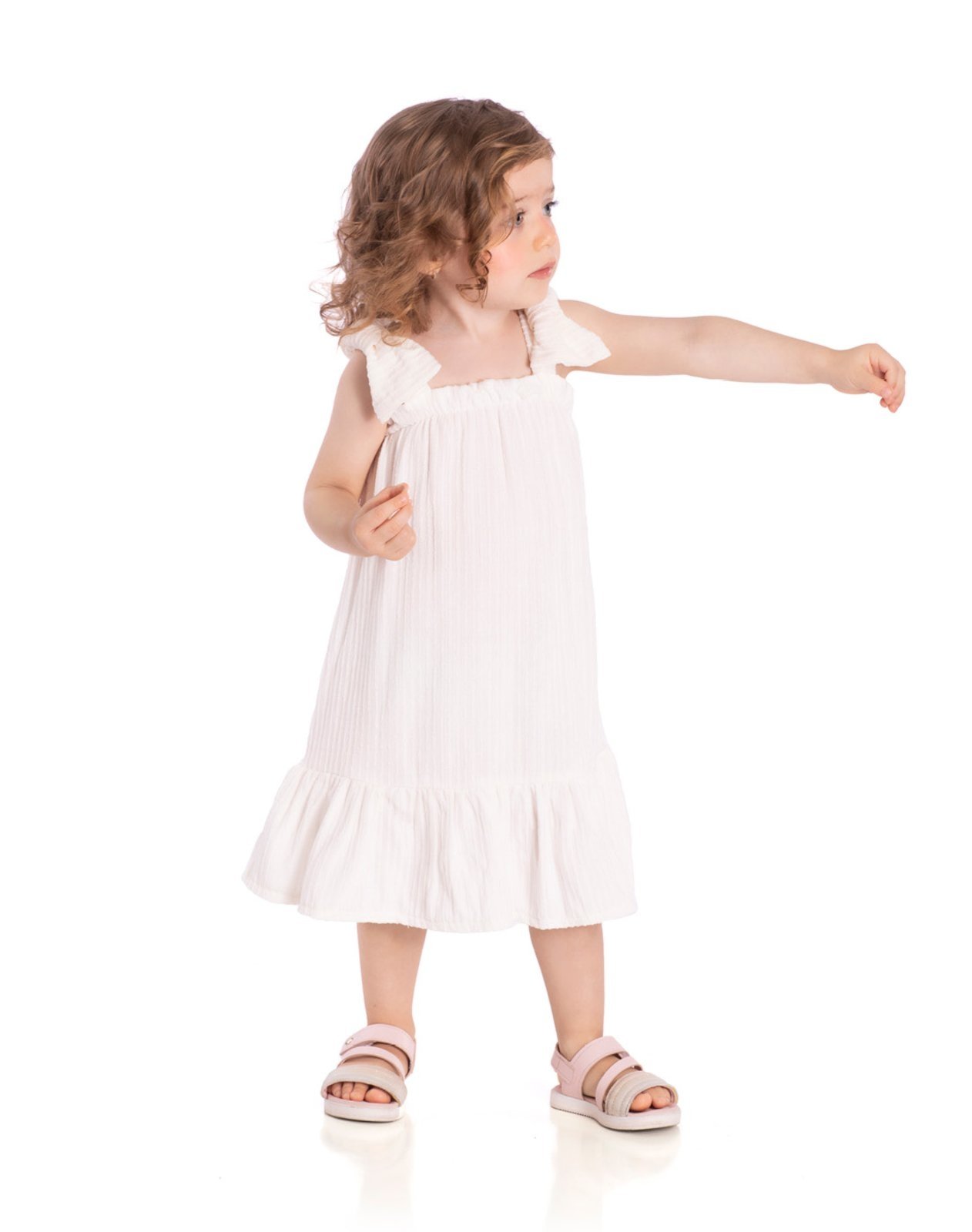 Infantil - Vestido tecido texturizado branco
