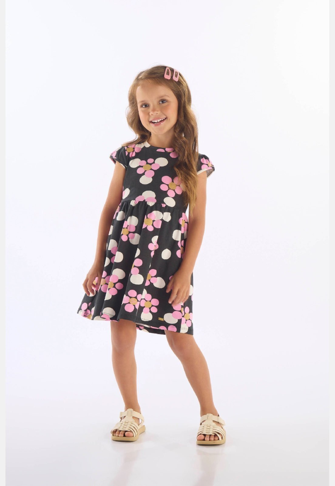 Infantil - Vestido Manga Curta Cotton Up Baby Preto