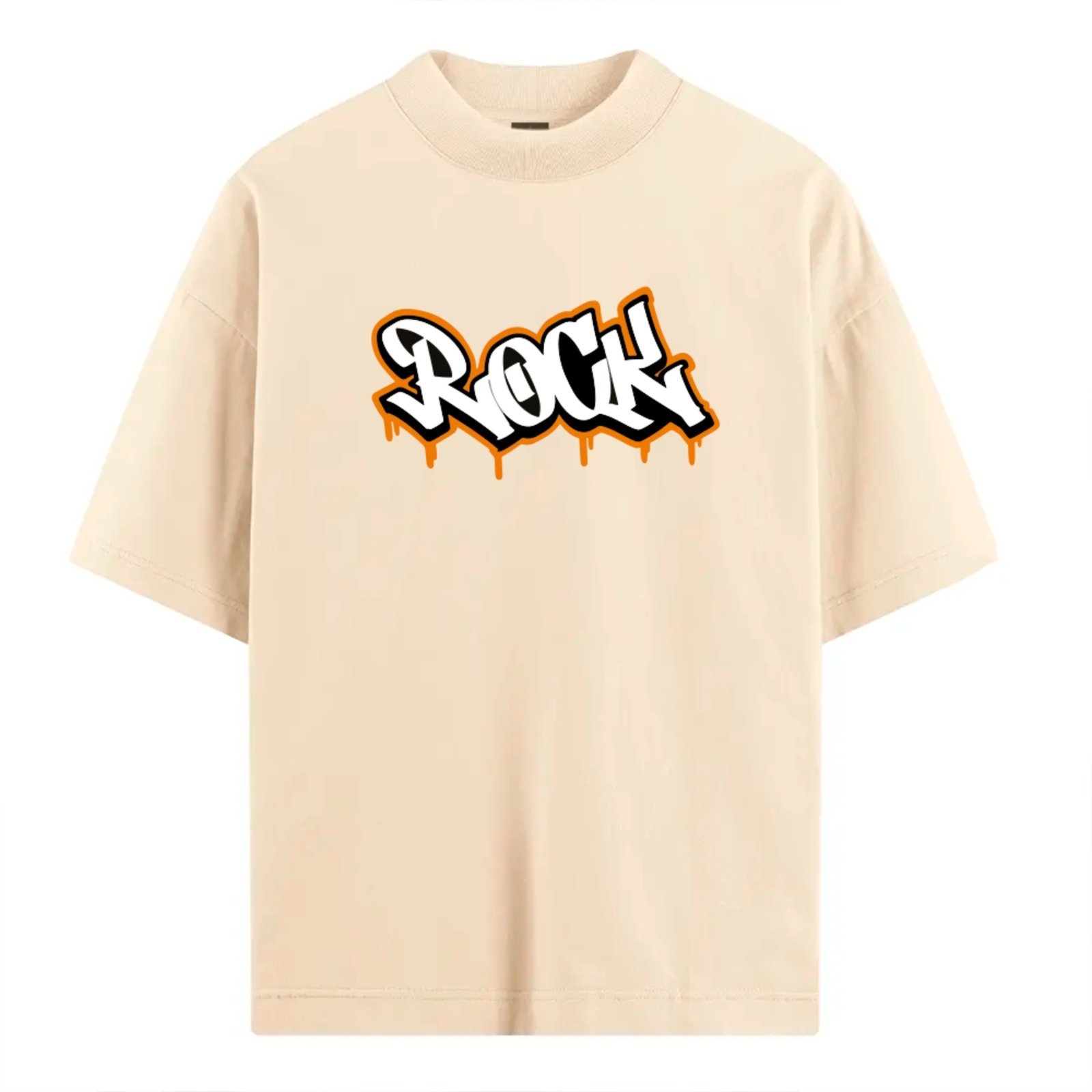 Camiseta Ousy Streetwear Rock Tipografia Grafite Oversized Unissex Off White