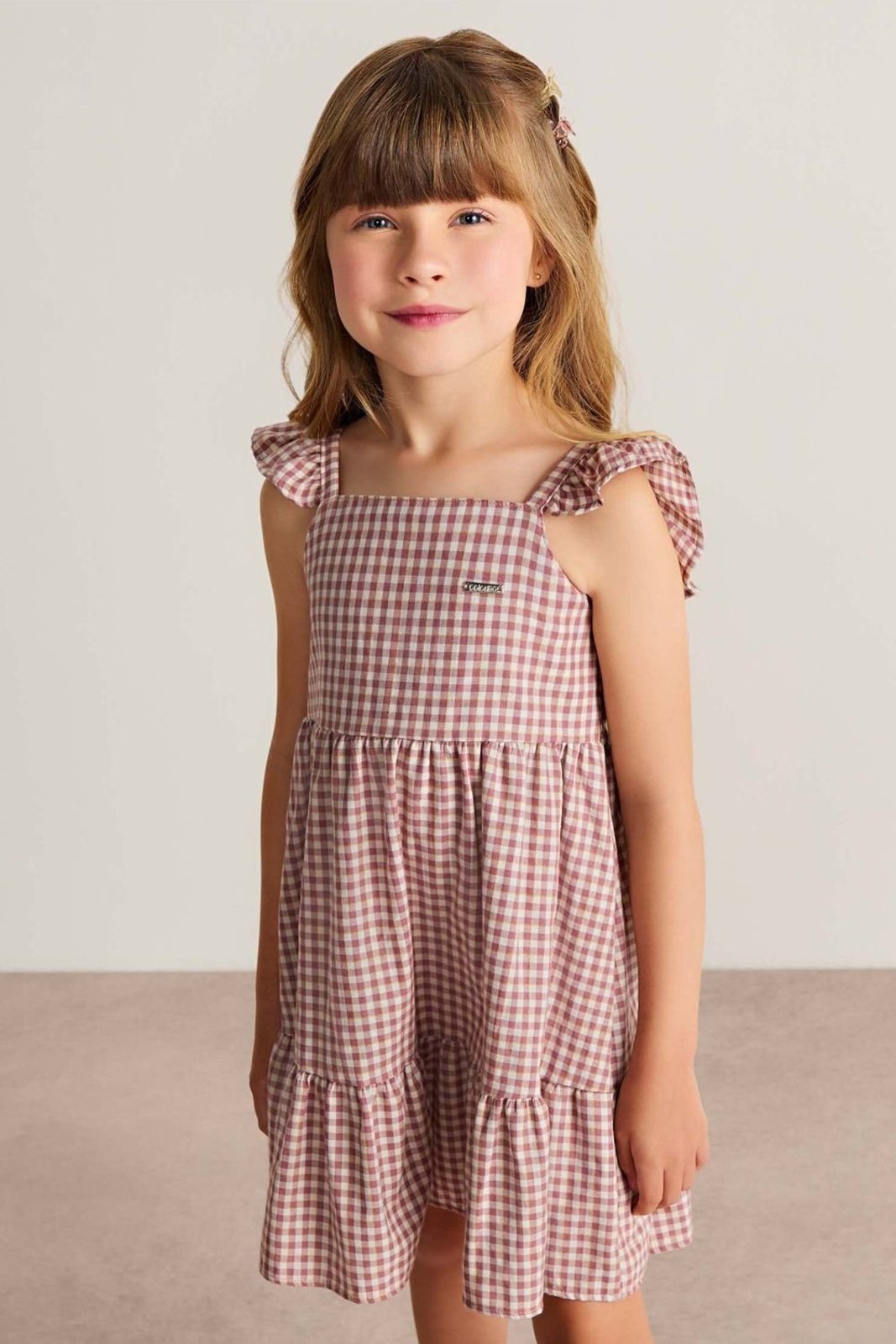 Infantil - Vestido Menina Xadrez Lurex Colorittá Marrom