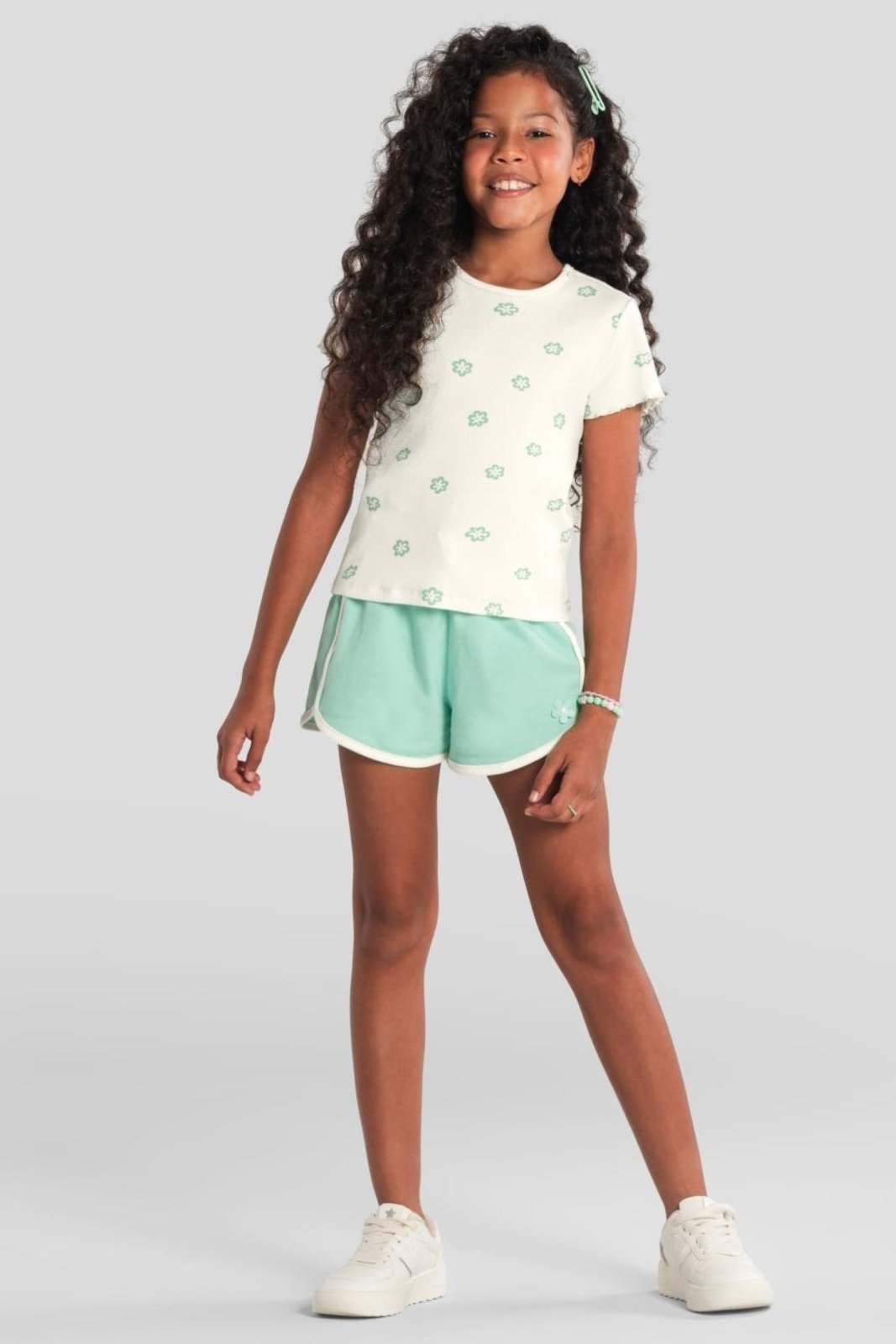 Infantil - Blusa menina em ribana florida Brandili