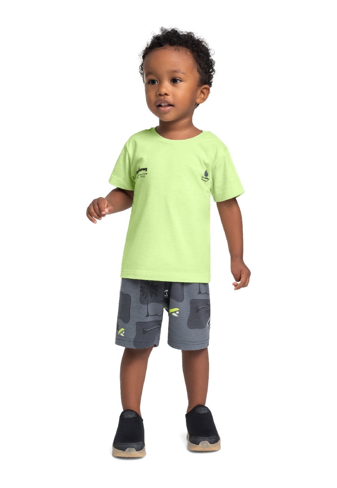 Infantil - Conjunto Camiseta Bermuda Tubarão Bee Loop Verde