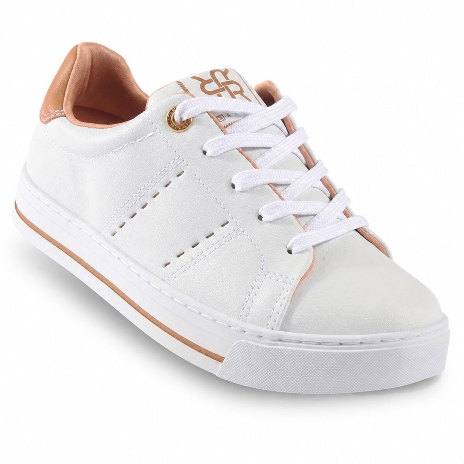Tênis Feminino Ramarim Casual Branco e Caramelo