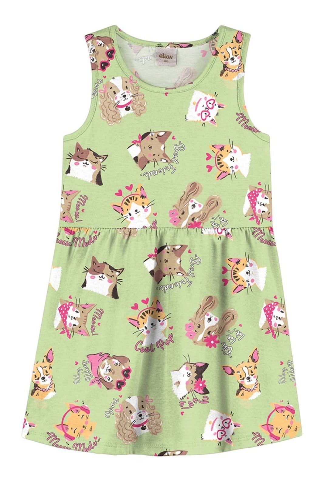 Infantil - Vestido Menina Meia Malha Estampa Elian Verde